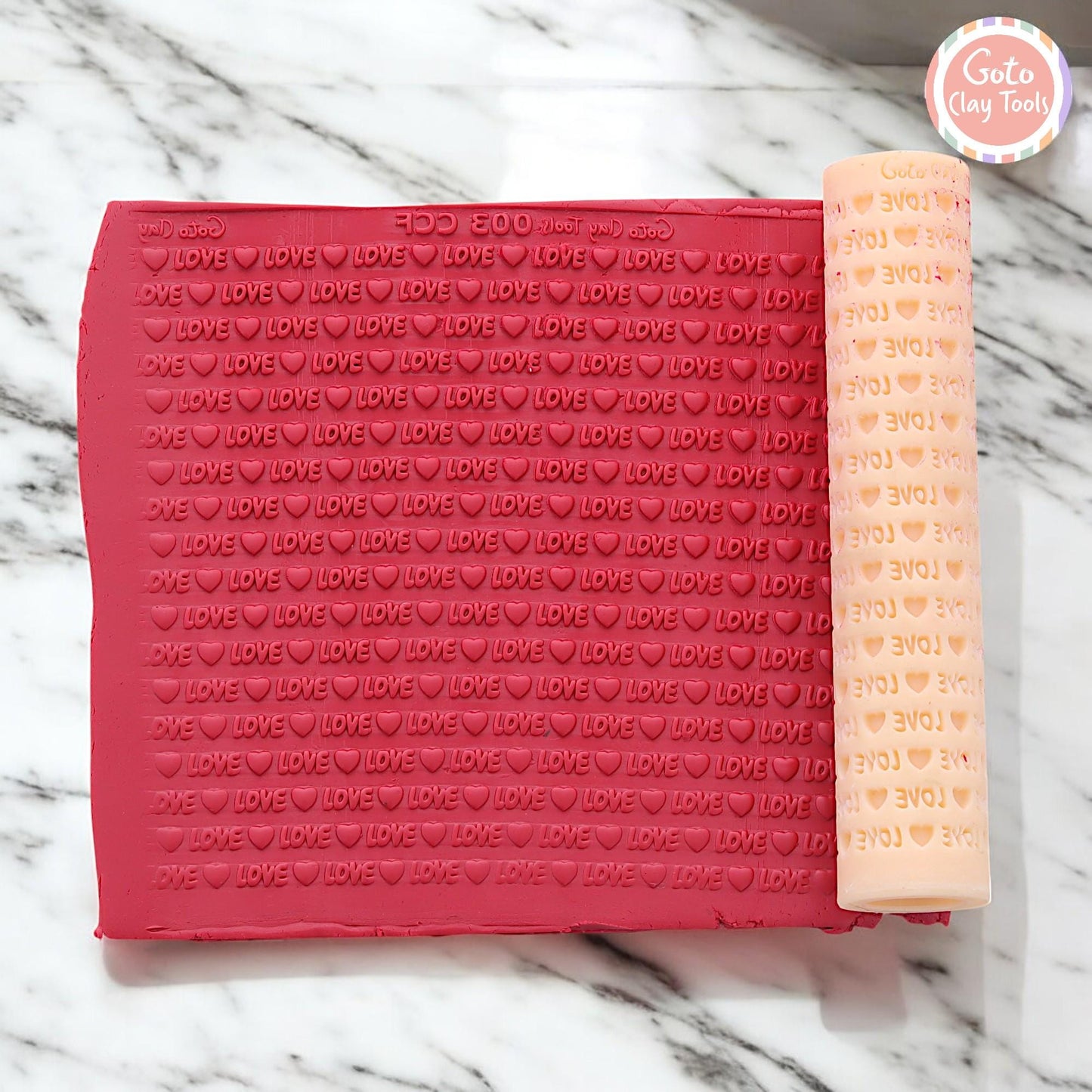 Love Heart Texture Roller: Polymer Clay Valentine Tool #CCF3