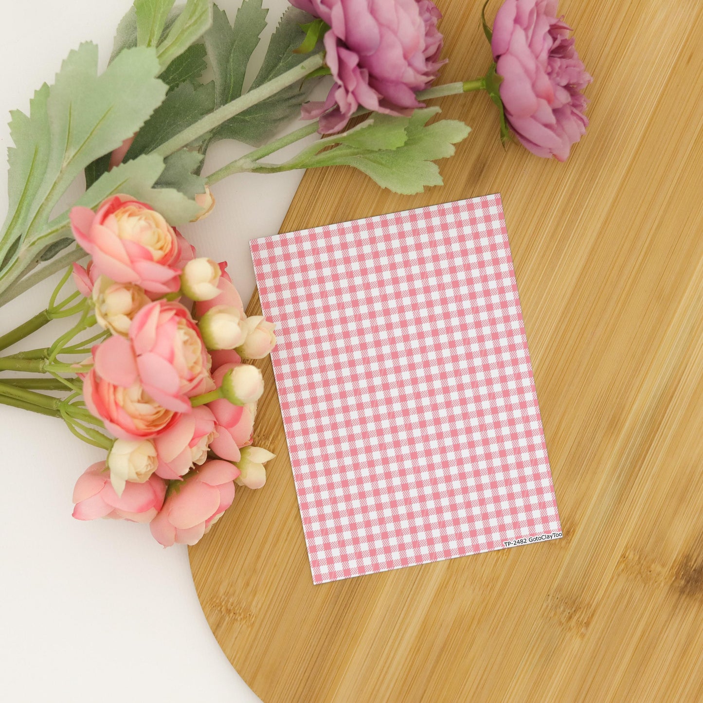 Pink Plaids Polymer Clay Transfer Sheet, Clay Transfer Paper, Valentine Tartan transfer, polymer clay image transfers, magic transfer paper