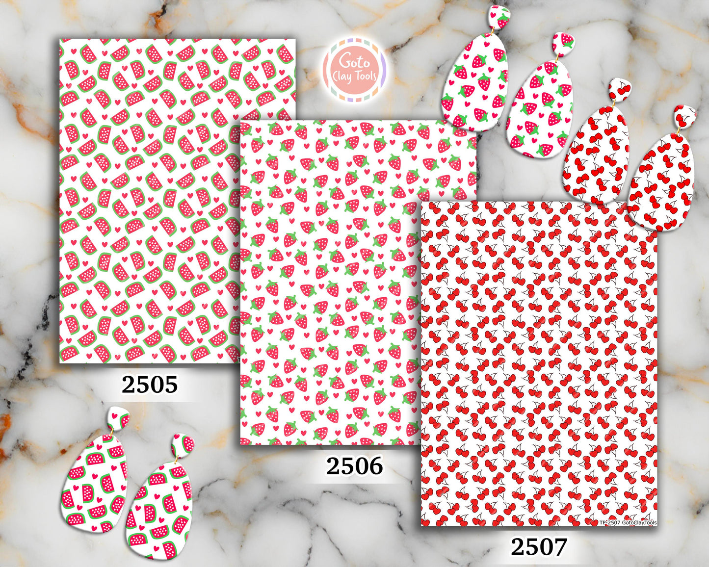 Strawberry Polymer Clay Transfer Sheet, Clay Transfer Paper, Cherry Clay transfer, polymer clay image transfers, magic transfer paper