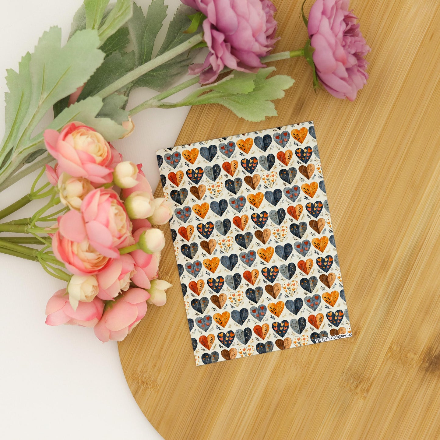 Watercolor Heart Polymer Clay Transfer Sheet, Clay Transfer Paper, Heart Clay transfer, polymer clay image transfers, magic transfer paper