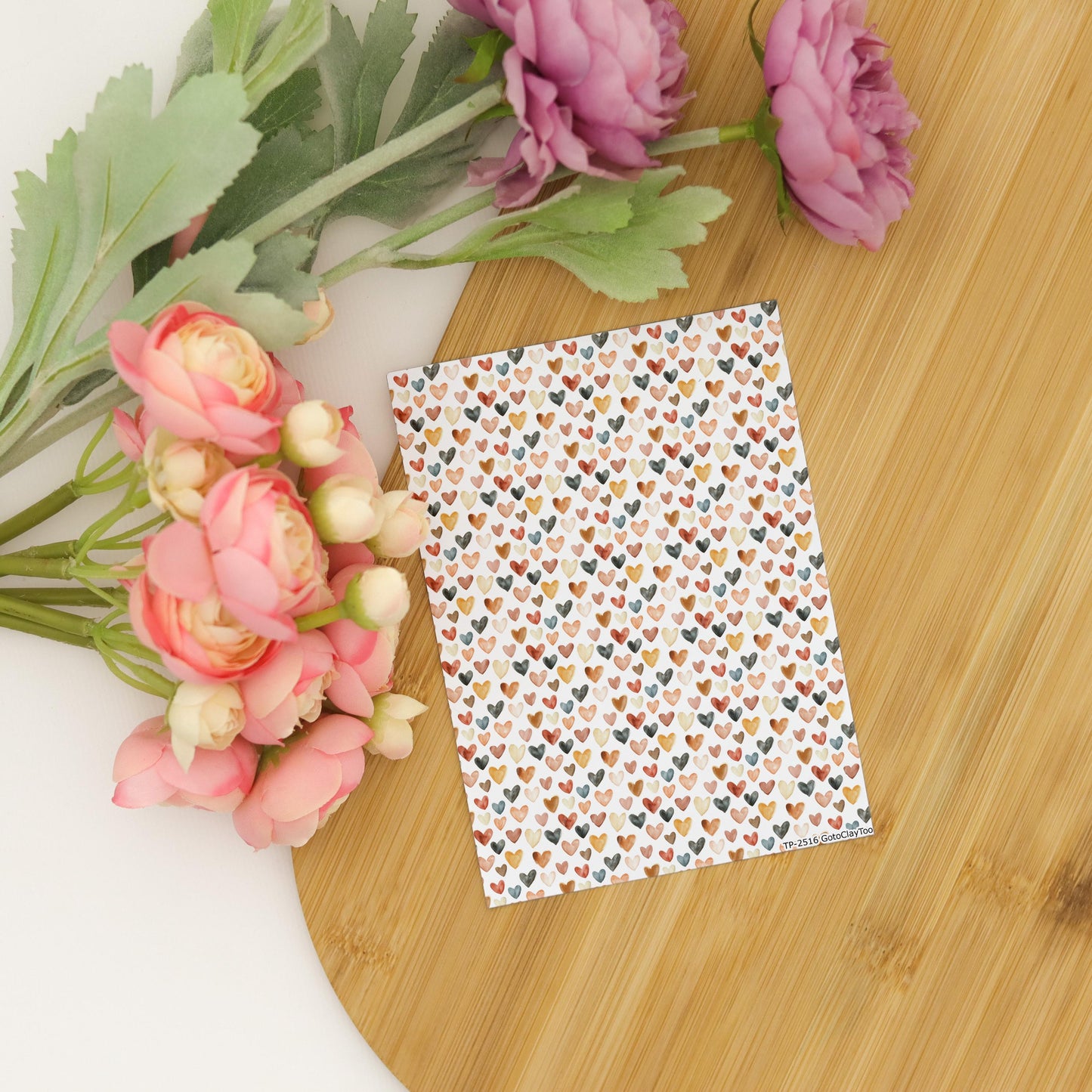 Watercolor Heart Polymer Clay Transfer Sheet: Valentine's Day Design