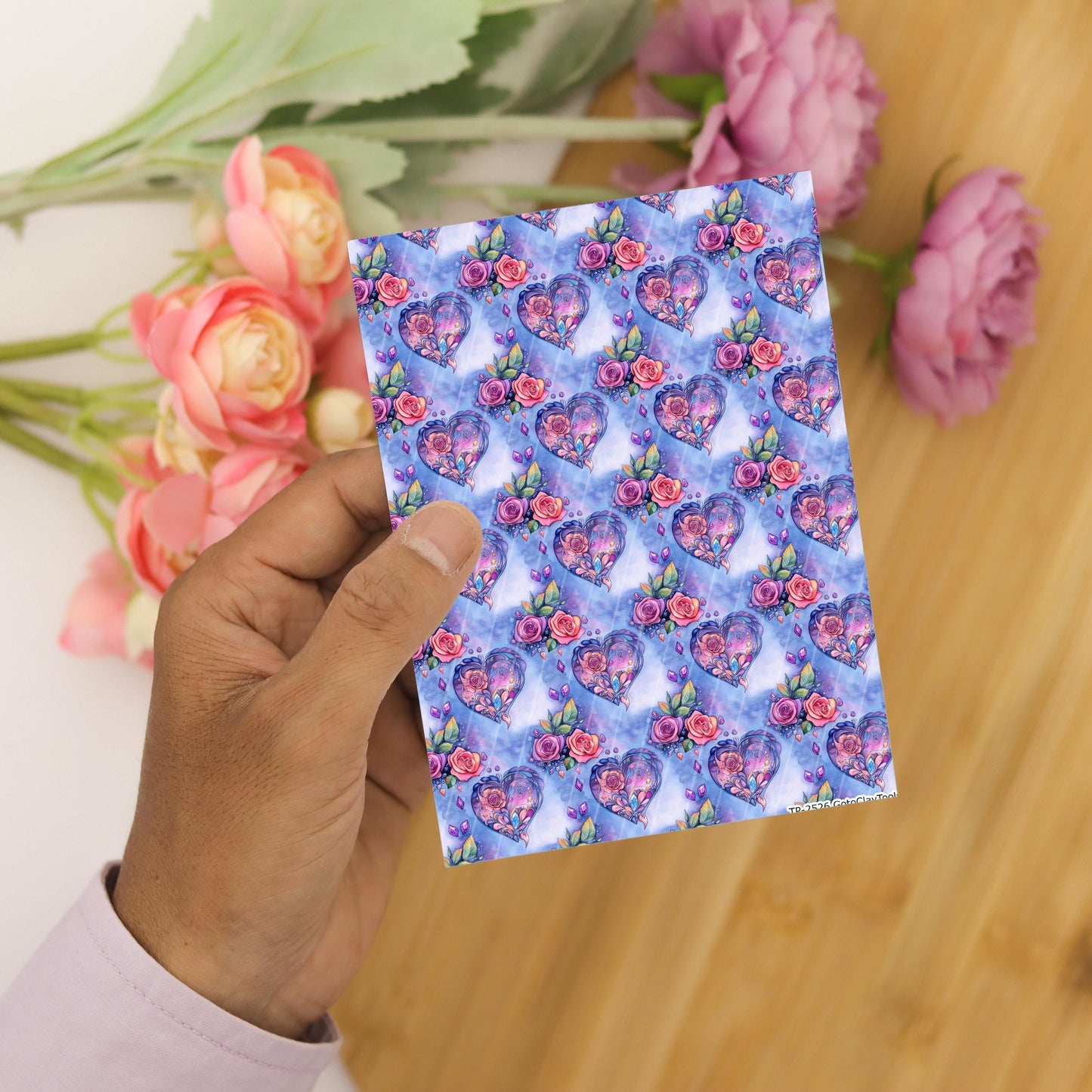 Rose Heart Polymer Clay Transfer Sheet, Clay Transfer Paper, Diamond heart Clay transfer, polymer clay image transfers, magic transfer paper