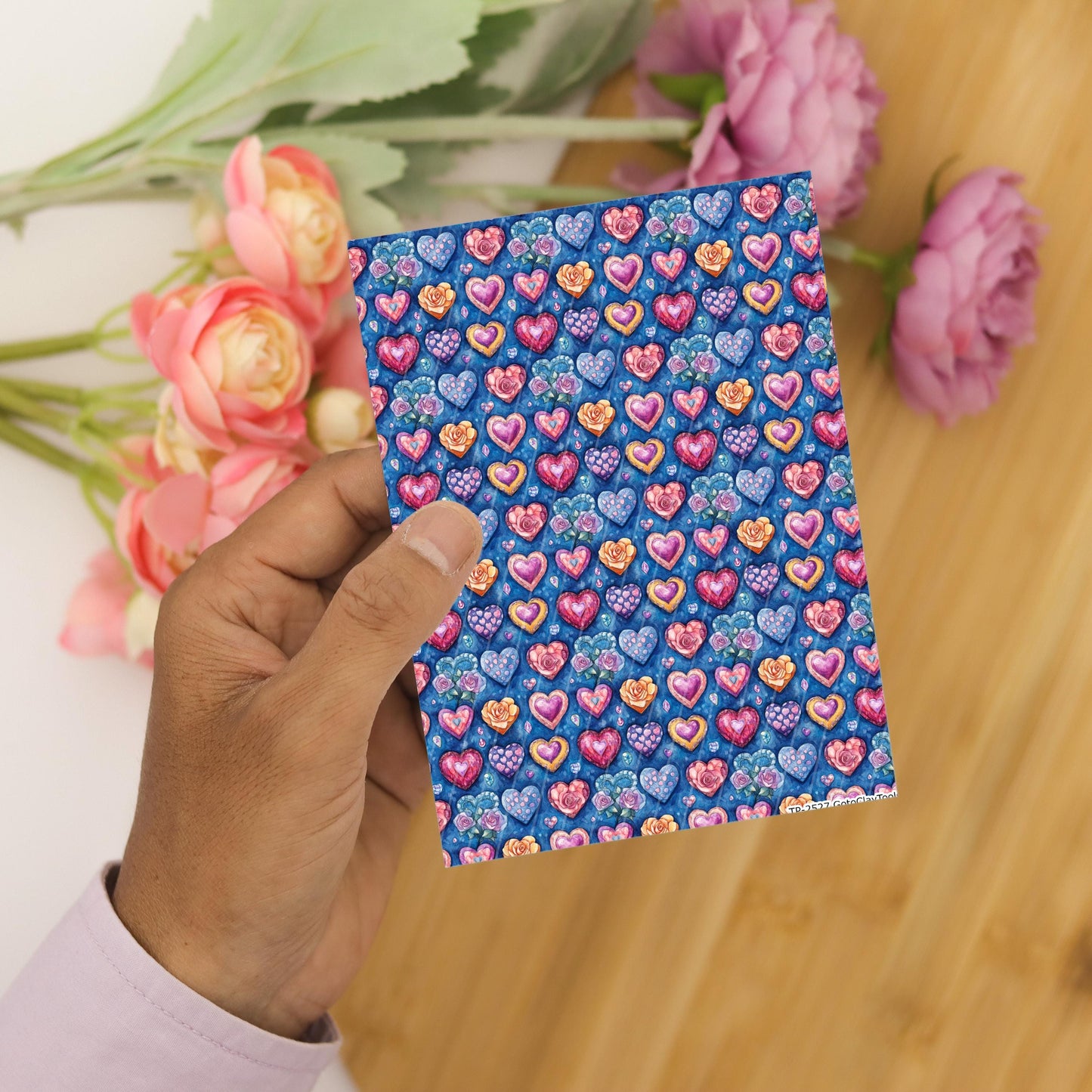 Rose Heart Polymer Clay Transfer Sheet, Clay Transfer Paper, Diamond heart Clay transfer, polymer clay image transfers, magic transfer paper