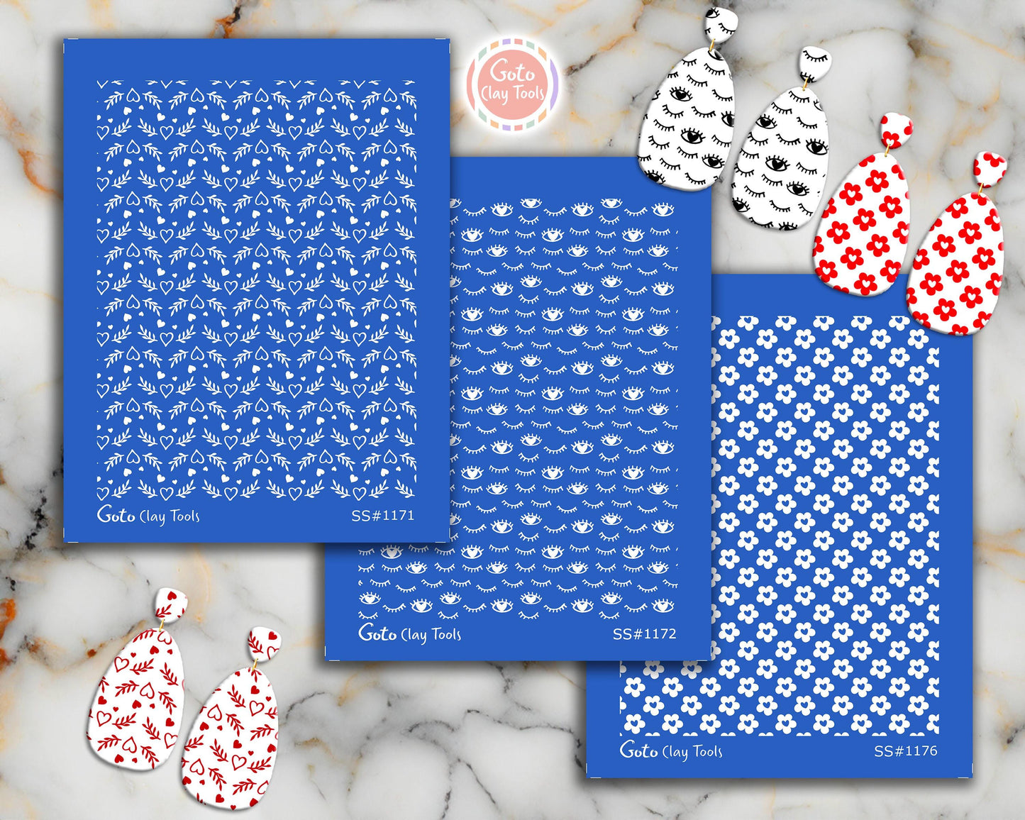 Heart Silkscreen for Polymer Clay Earrings: Jewelry Stencil (3.74x4.92" Printable Area