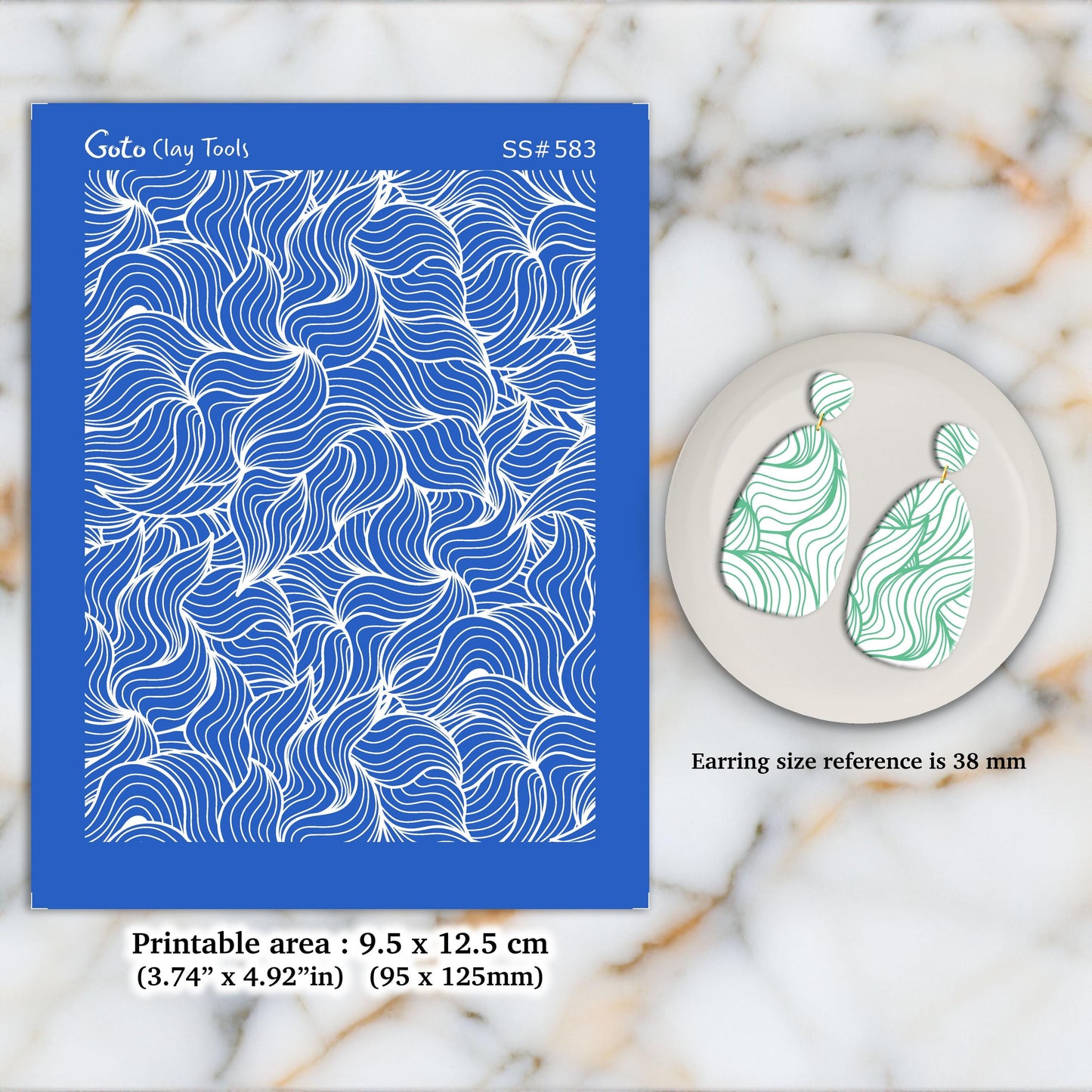 Waves Silkscreen for Polymer Clay Earring making, Clay Stencils, Clay Earring Silkscreen, Polymer Clay Supplies SS#583