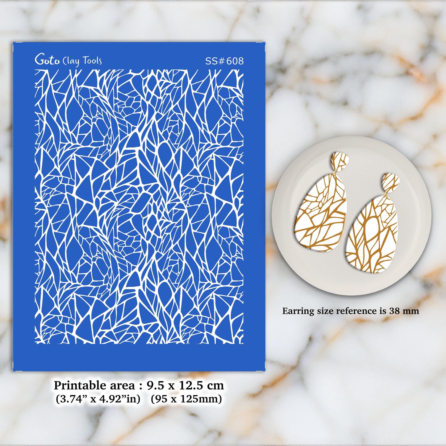 Crackle Silkscreen for Polymer Clay Earrings: Jewelry Making Stencil SS#608