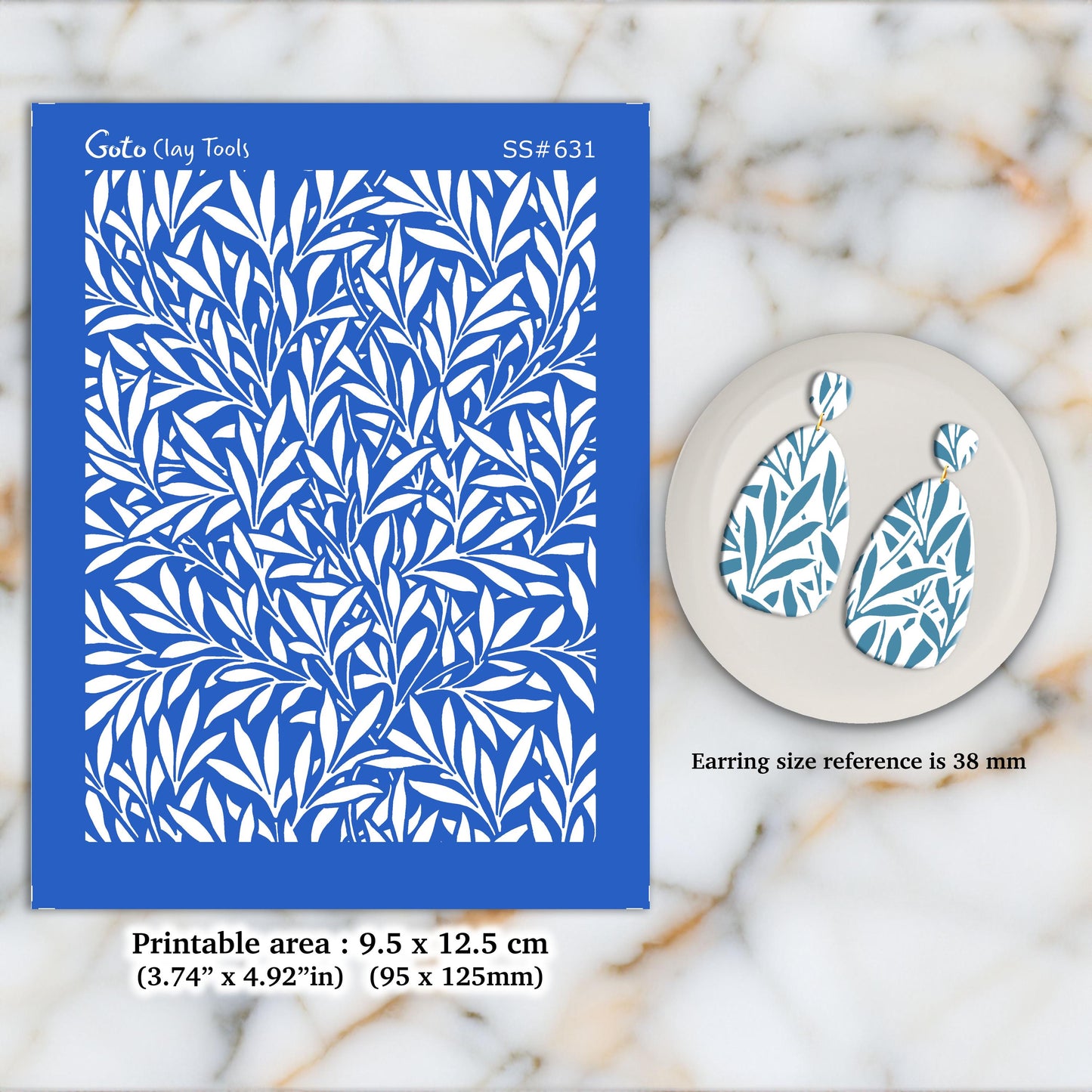 William Morris Leaves Silkscreen: Polymer Clay Earring Stencil (3.74x4.92" Printable Area) SS#631
