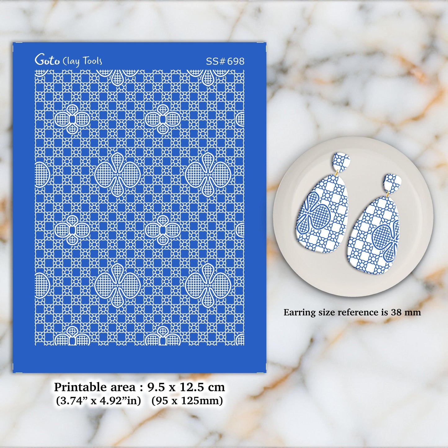Polymer Clay Earring Silkscreen Stencil: Clay Jewelry Making (3.74x4.92" Printable Area) SS#698