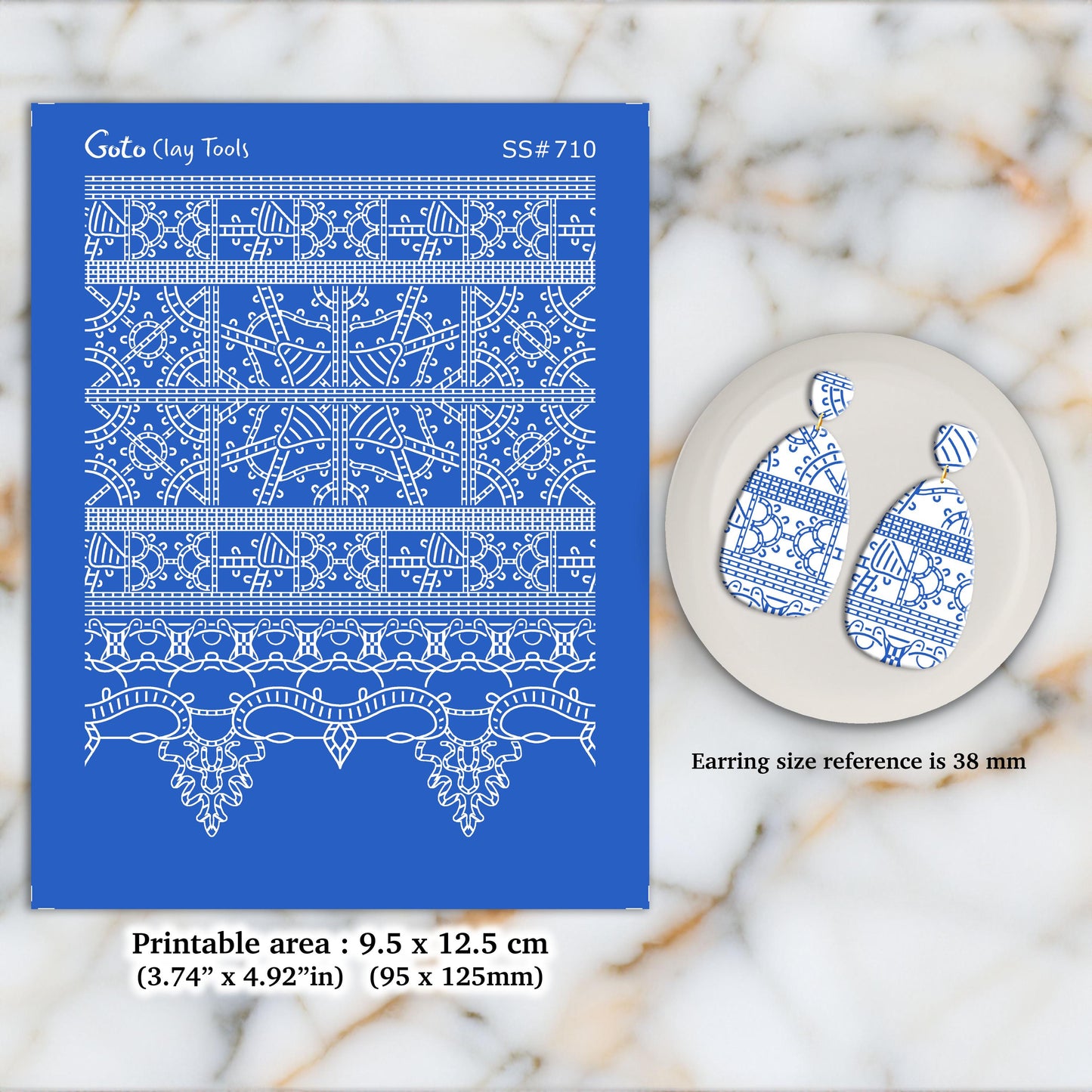 Crochet Lace Silkscreen for Polymer Clay Earrings: Clay Stencil SS#710