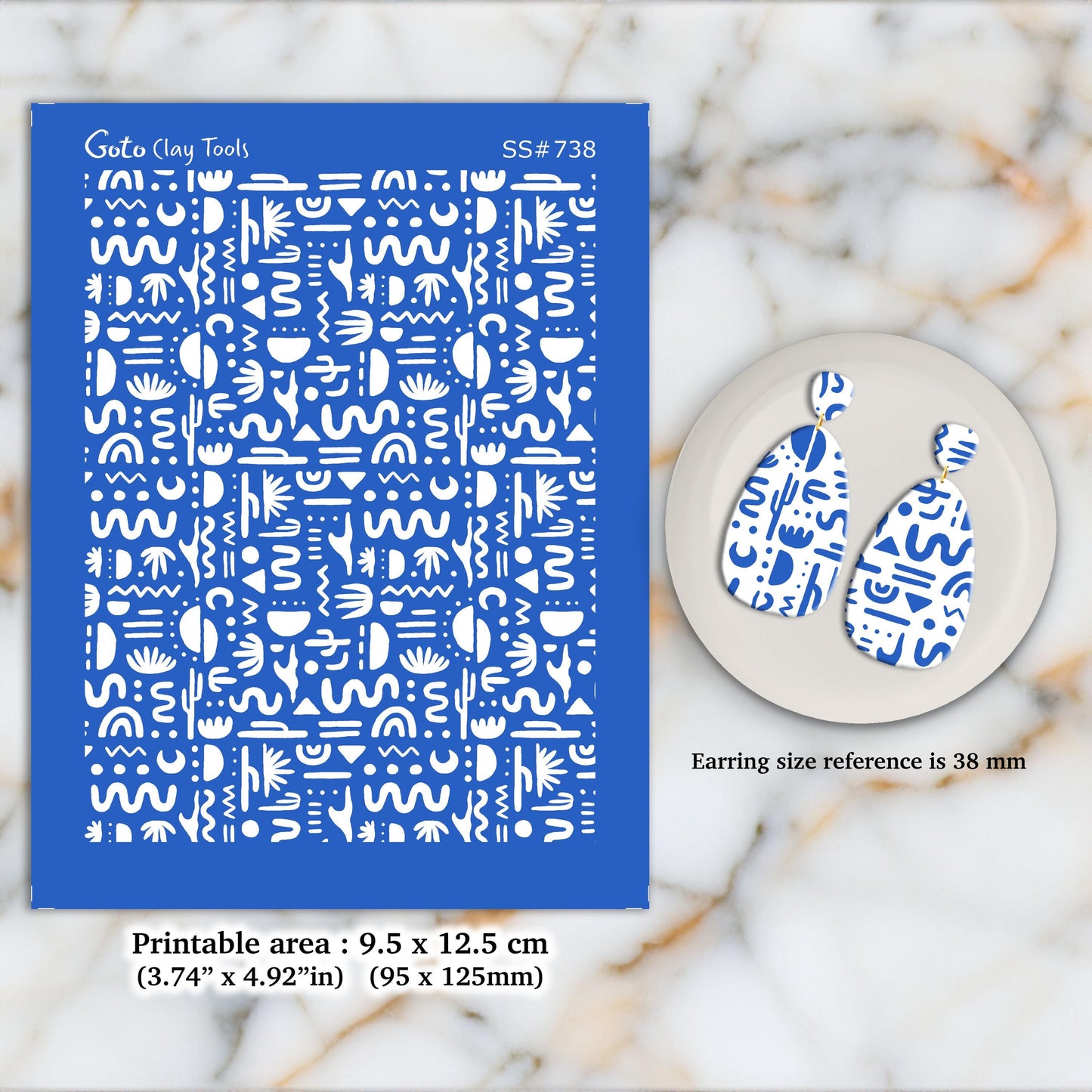 Silkscreen for Polymer Clay Earrings: Clay Stencils (9.5x12.5cm Printable Area) SS#738