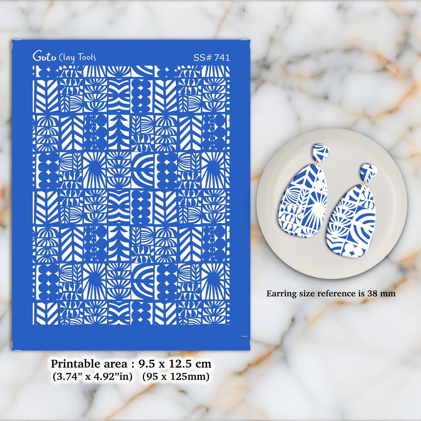 Silkscreen for Polymer Clay Earrings: Stencil for DIY Jewelry SS#741