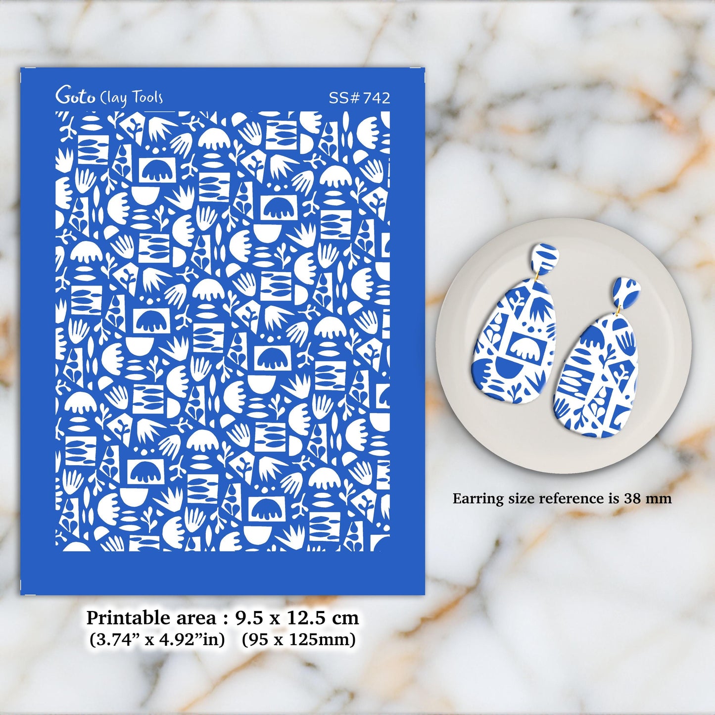 Polymer Clay Earring Silkscreen Stencil: Clay Jewelry Making (9.5x12.5cm) SS#742