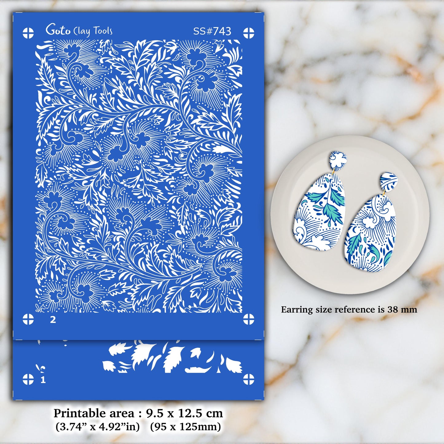 2 Layers Chinoiserie Floral Silkscreen for Polymer Clay Earring making, Clay Stencils, Clay Earring Silkscreen, Polymer Clay Supplies SS#743