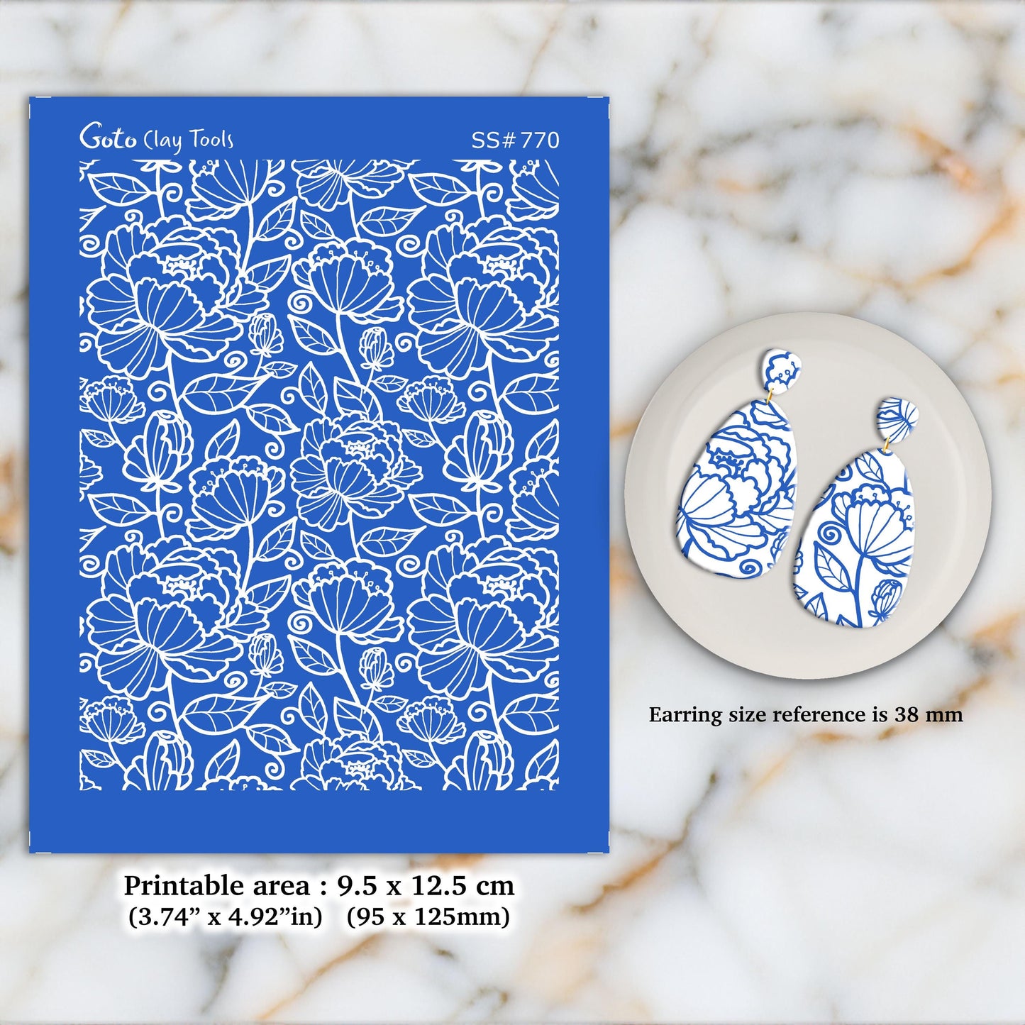 Rose Crochet Silkscreen for Polymer Clay Earrings: Clay Stencil SS#770