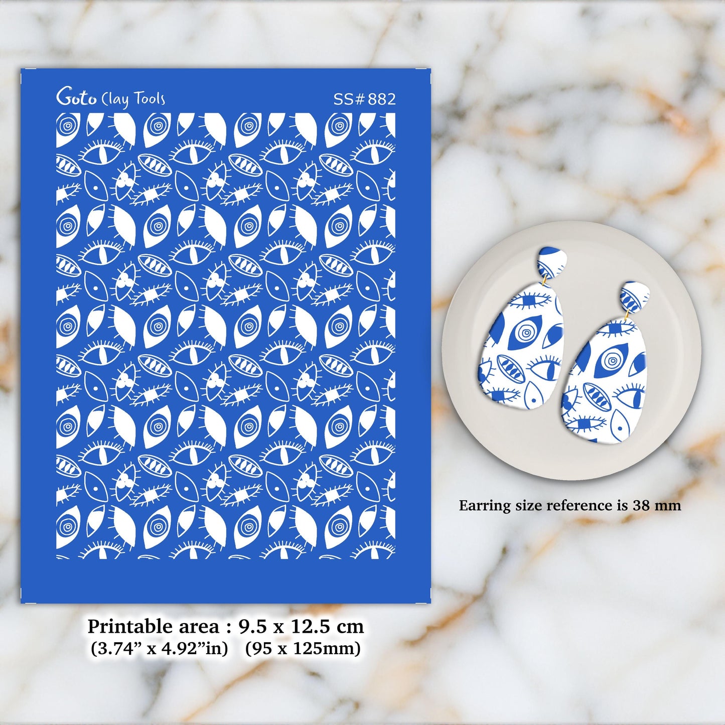 Evil Eye Silkscreen for Polymer Clay Earrings: Jewelry Making Stencil SS#882