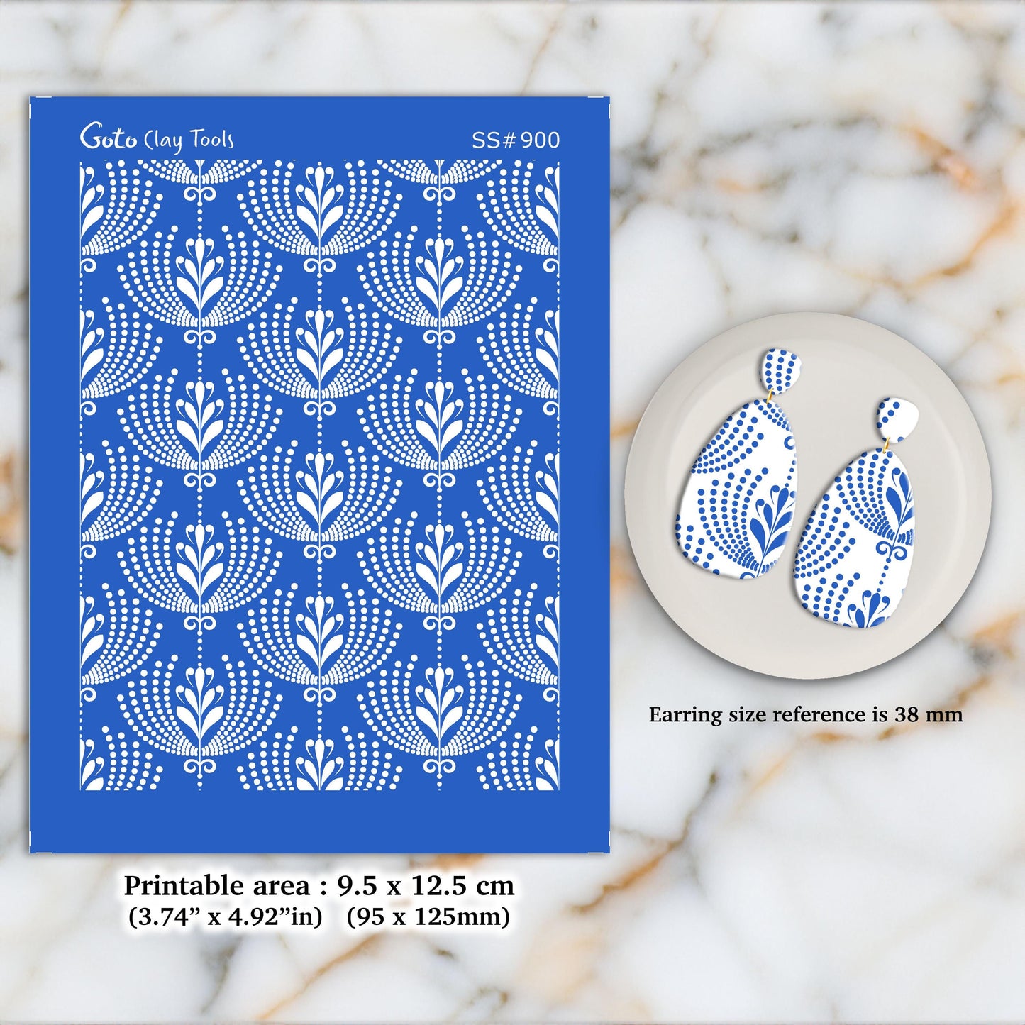 Ornamental Fan Silkscreen for Polymer Clay Earrings: SS#900