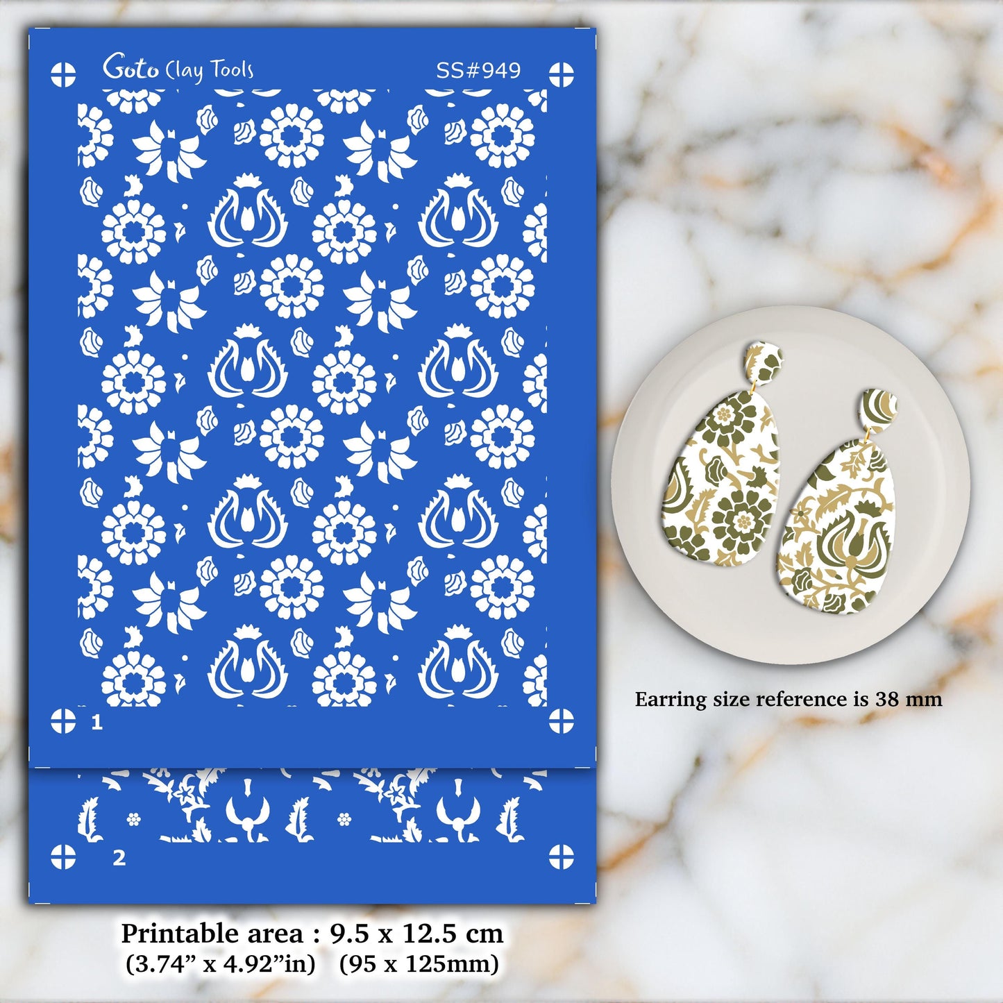 2 layers Block print Silkscreen for Polymer Clay Earring making, Clay Stencils, Clay Earring Silkscreen SS#949