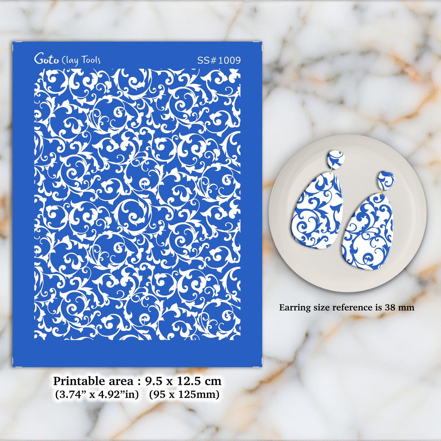 Ornamental Silkscreen for Polymer Clay Earrings: SS#1009