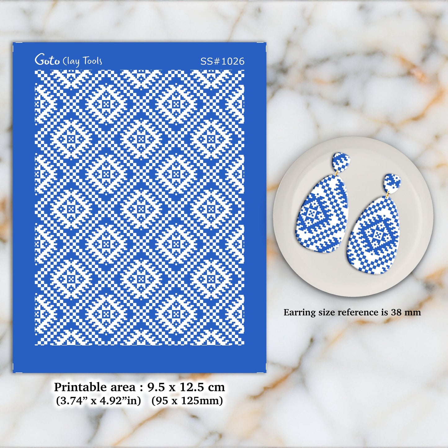 Christmas Knit Silkscreen for Polymer Clay Earrings: Stencil SS#1026
