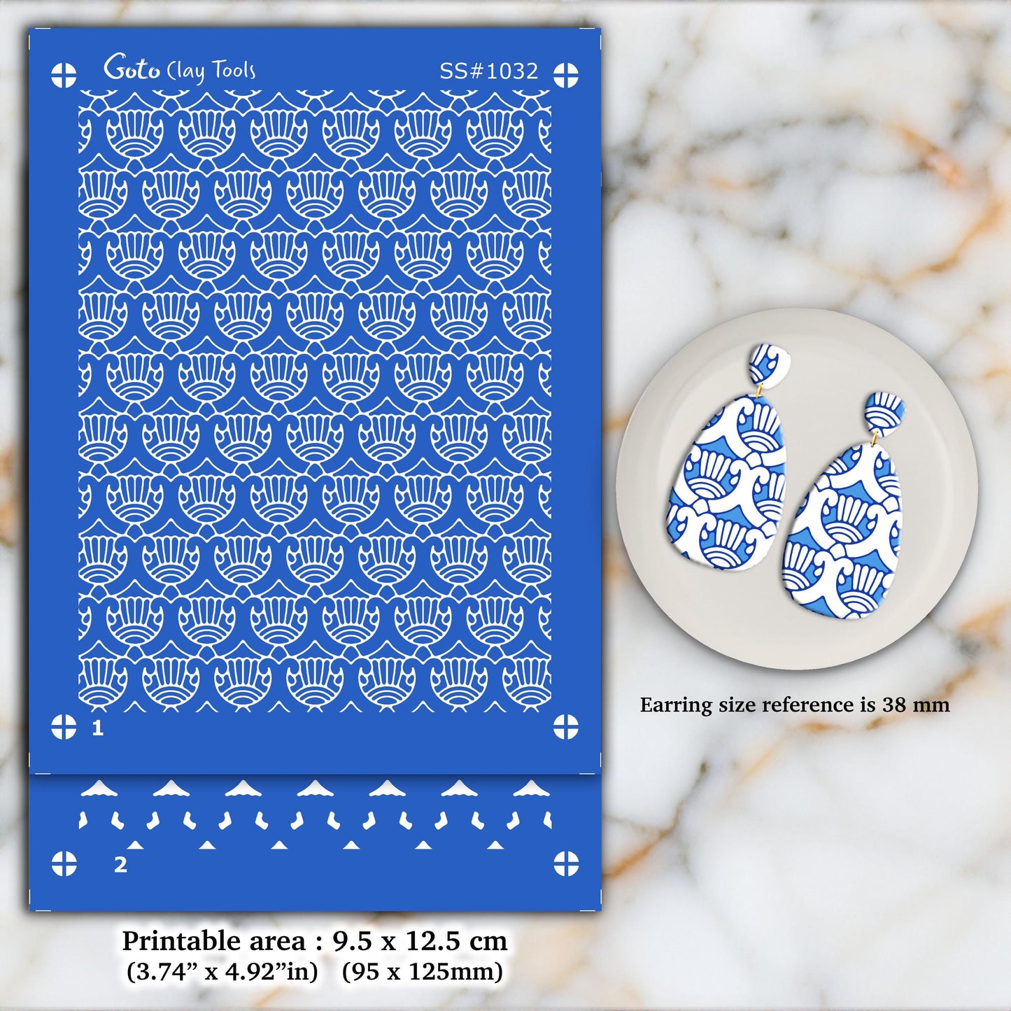Ornamental Silkscreen for Polymer Clay Earrings: Clay Stencil, Jewelry Making SS#1032