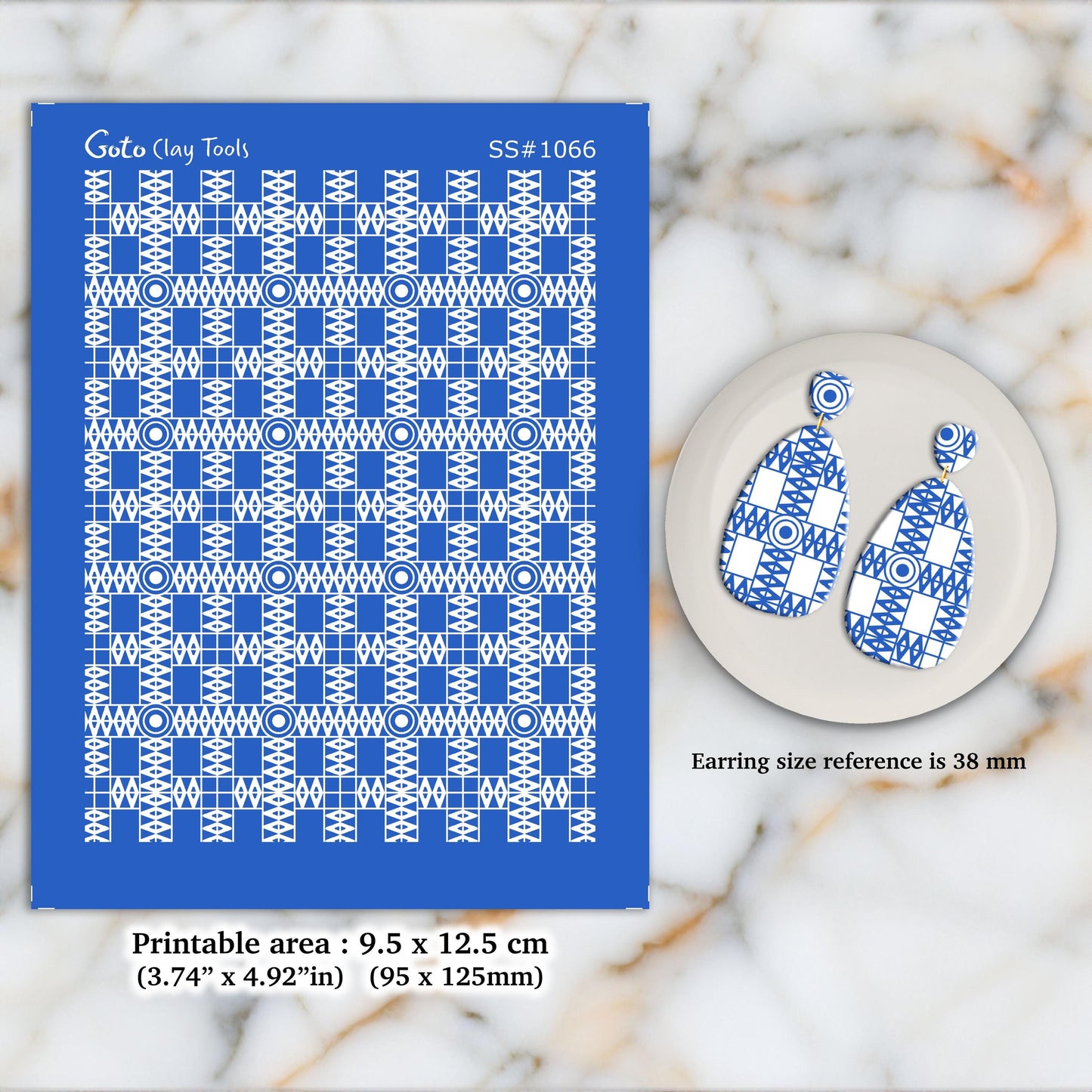 African Pattern Silkscreen for Polymer Clay Earrings: SS#1066