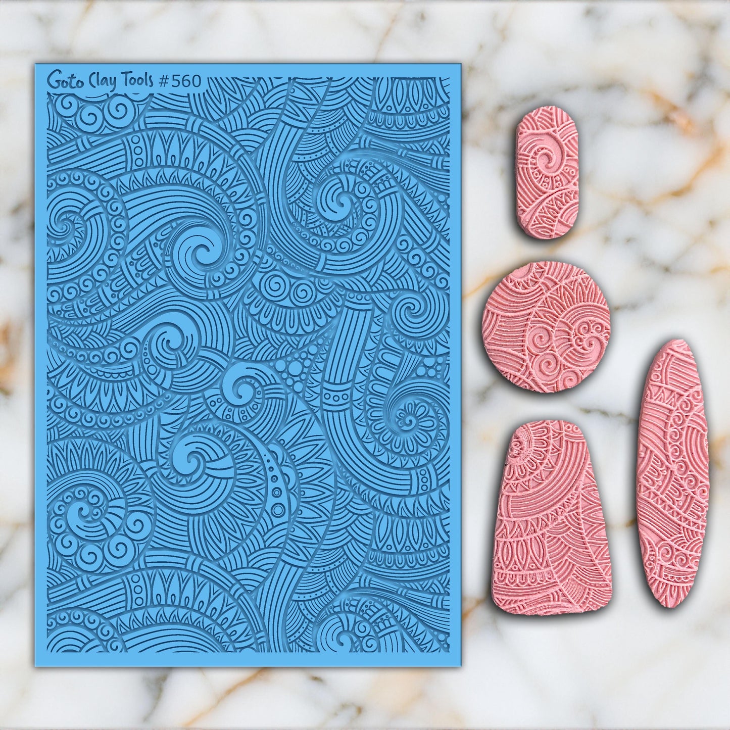 Doodle waves Texture mat for polymer clay, Polymer Clay Rubber Texture mat, Texture Tile mats, Rubber Texture Sheet #560