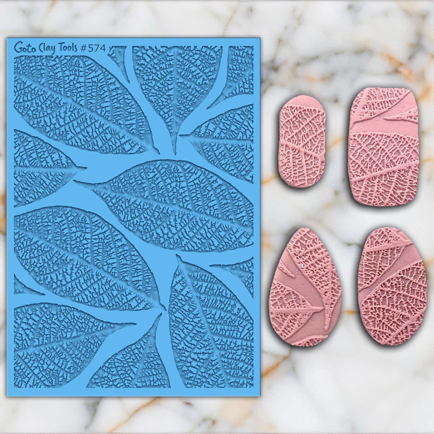 Leaf Texture Mat for Polymer Clay Jewelry: Rubber Texture Tile #574