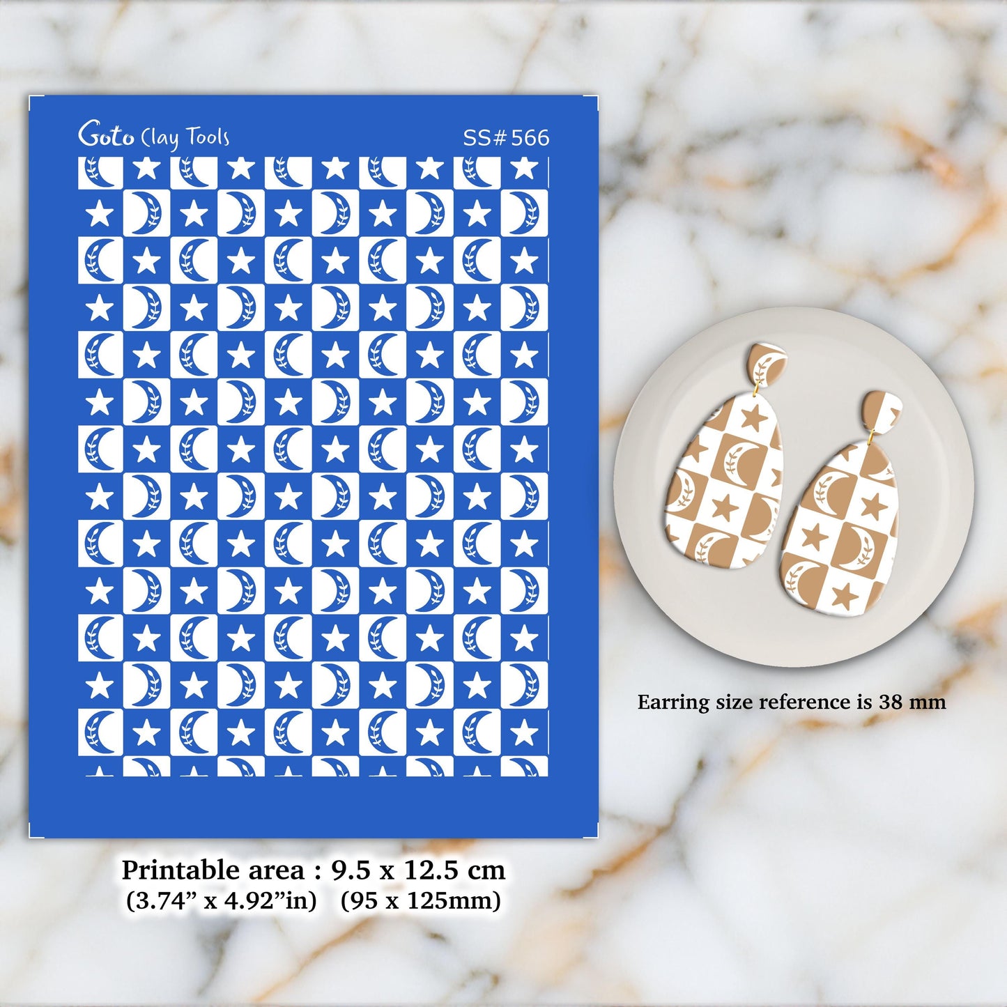Boho Moon & Star Polymer Clay Silkscreen Stencil: Earring Making SS#566