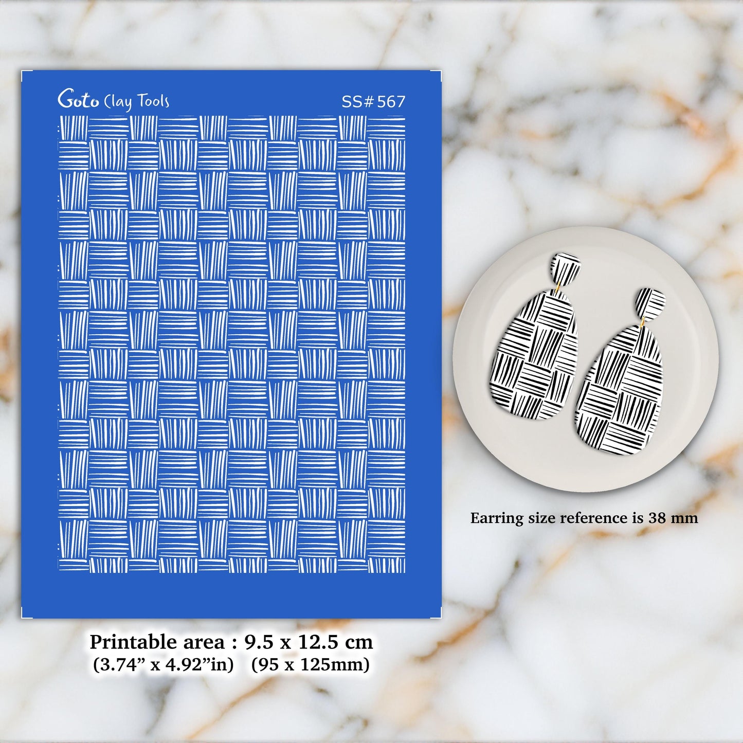 Criss Cross Silkscreen for Polymer Clay Earrings: 3.74" x 4.92" SS#567