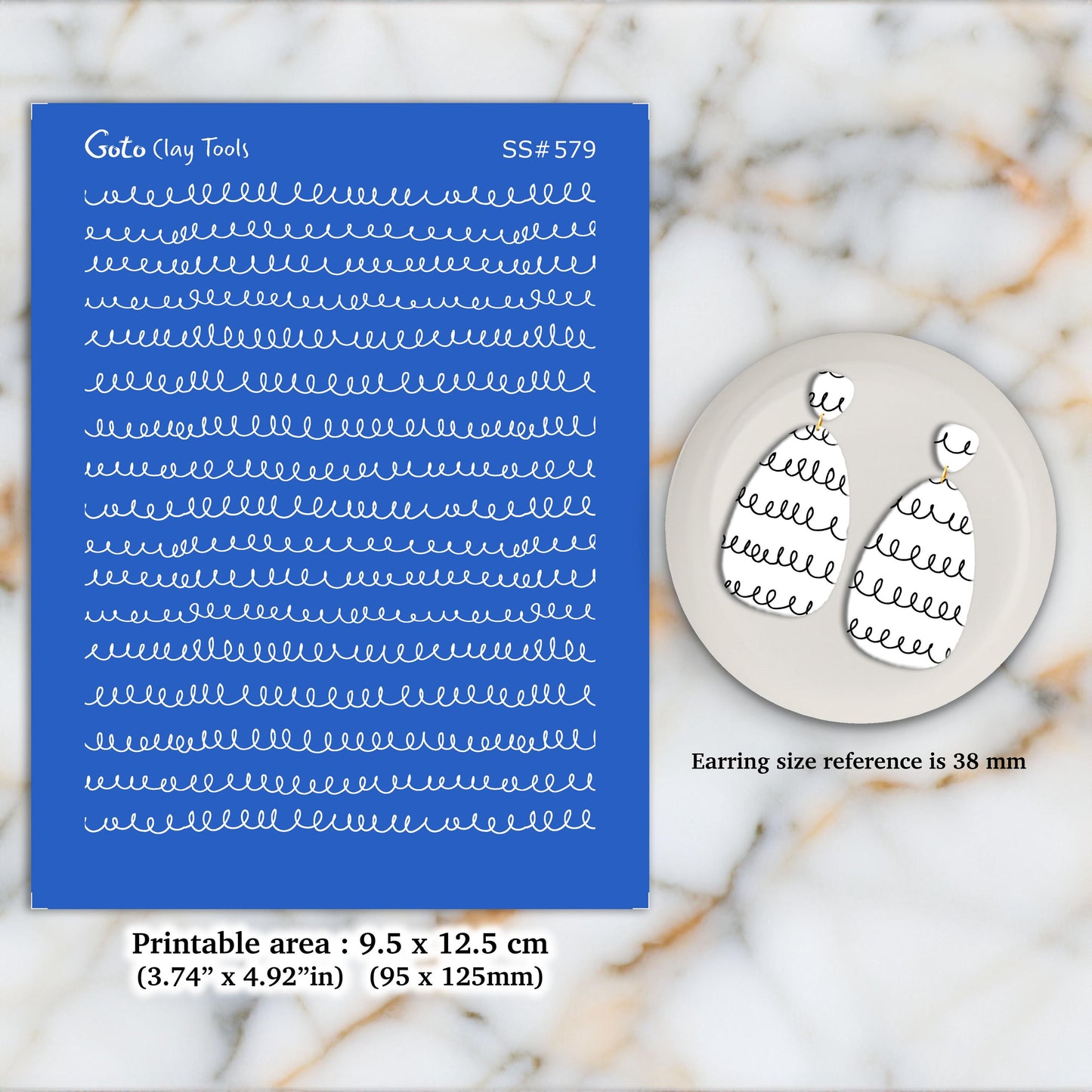 Scribble Silkscreen for Polymer Clay Earrings: Clay Stencil (9.5x12.5cm) SS#579