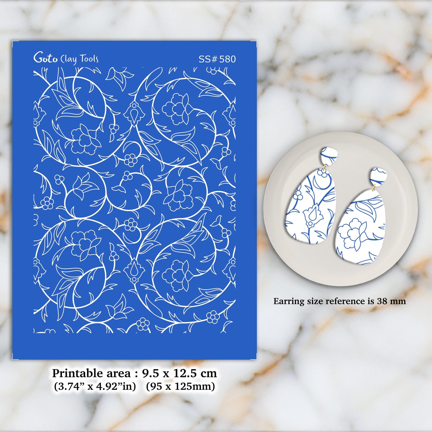 Arabesque Silkscreen for Polymer Clay Earrings: Stencil for Jewelry Making SS#580