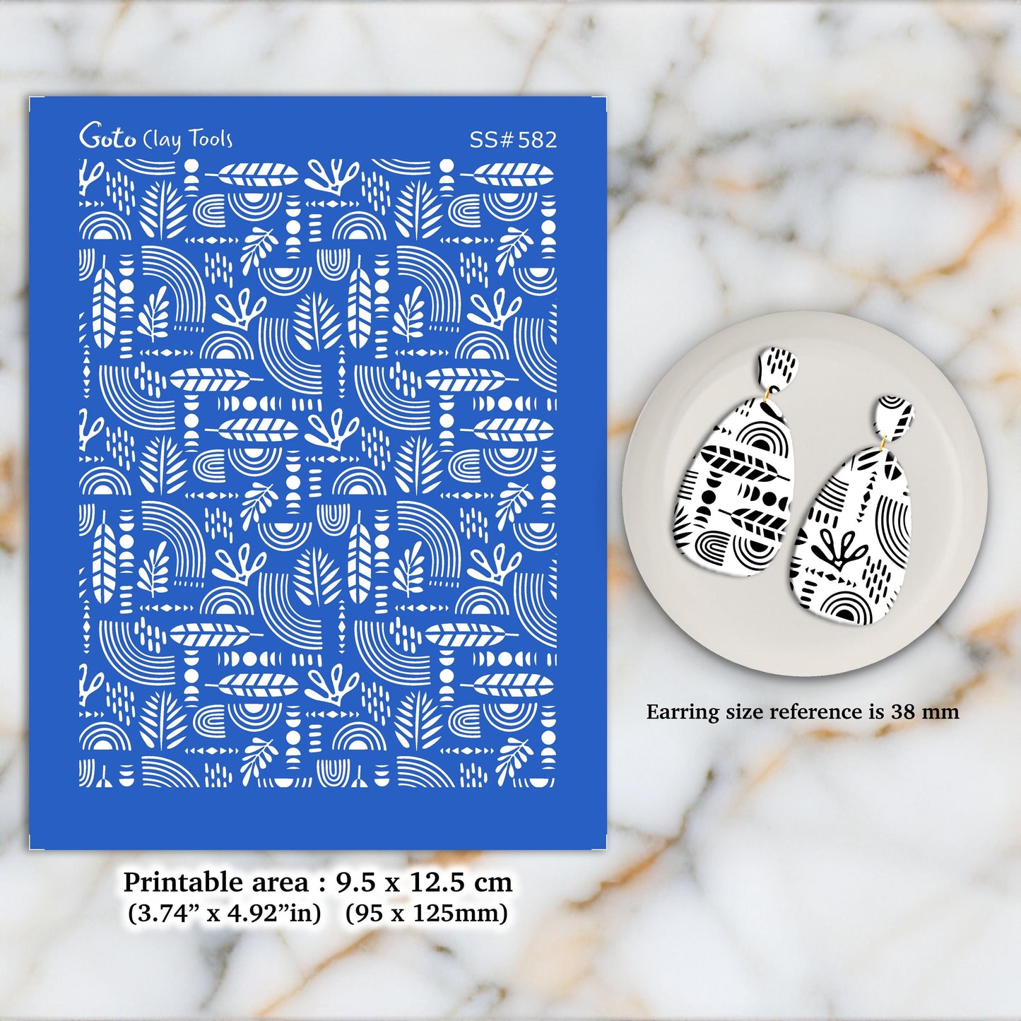Boho Silkscreen for Polymer Clay Earrings: Bohemian Pattern Stencil SS#582