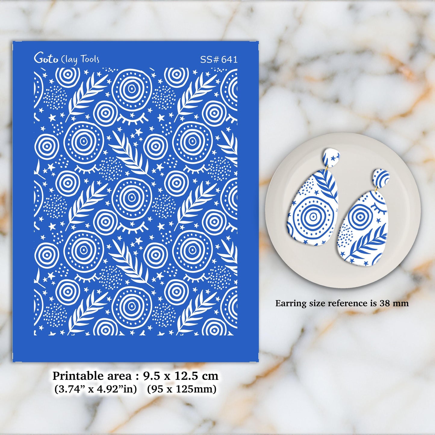 Boho Leaf Silkscreen for Polymer Clay Earrings: Jewelry Stencil SS#641