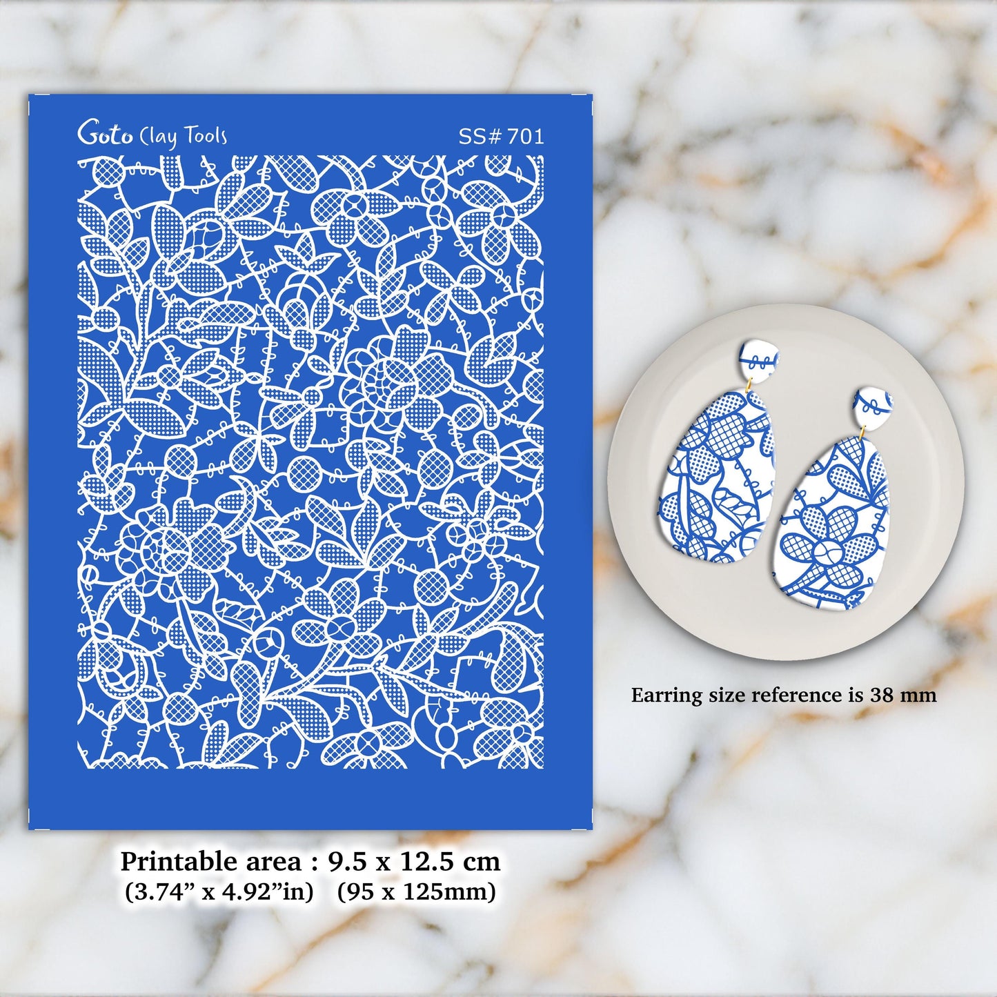 Floral Lace Silkscreen for Polymer Clay Earrings: Jewelry Stencil SS#701