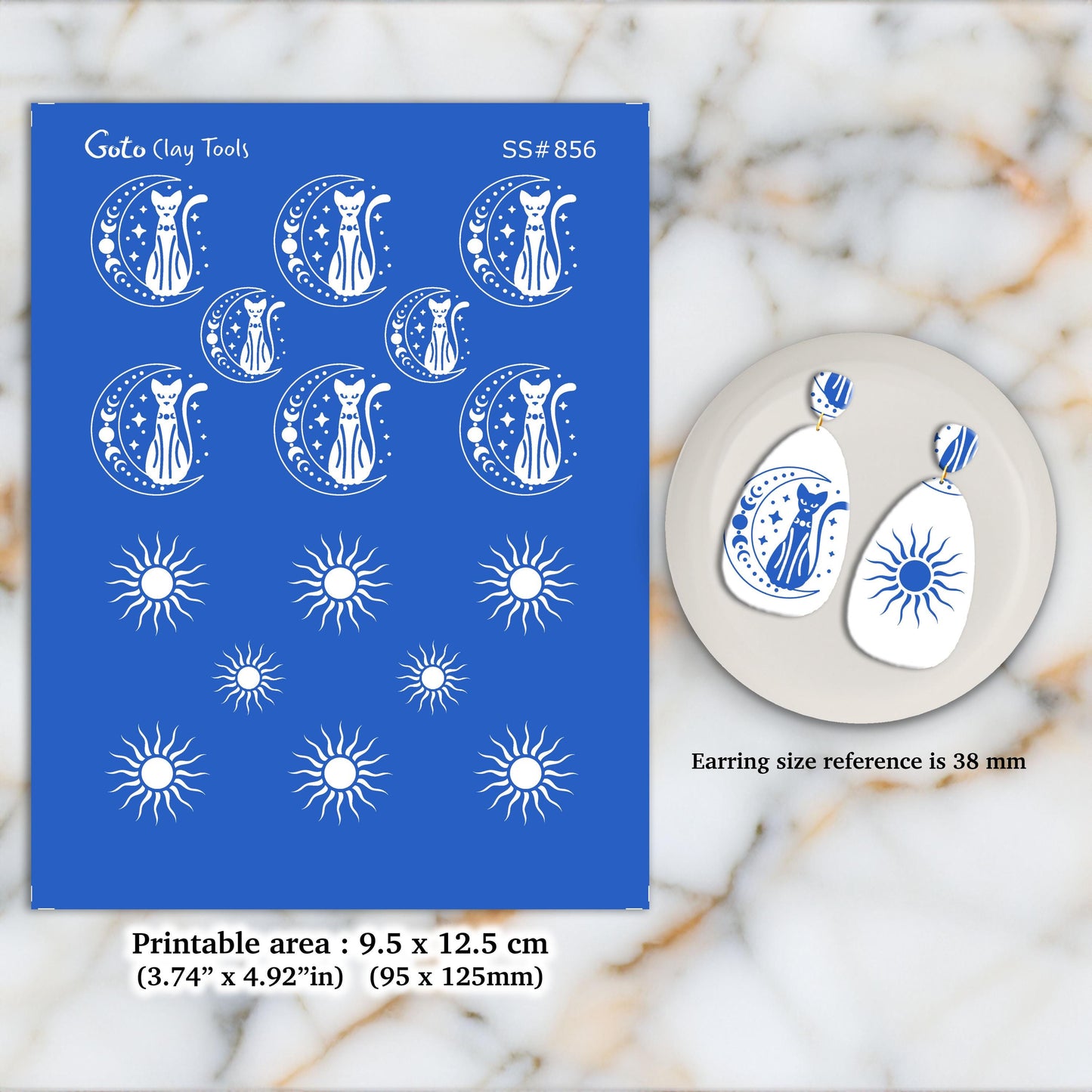 Esoteric Silkscreen for Polymer Clay Earrings: Clay Stencil SS#856