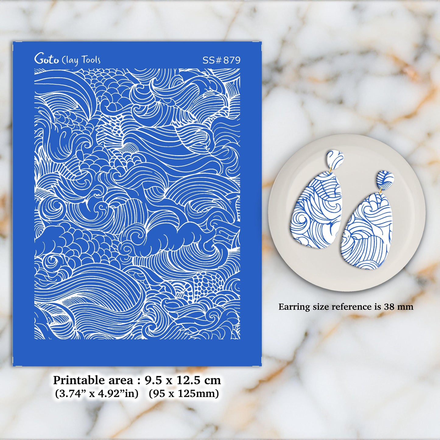 Waves doodle Silkscreen for Polymer Clay Earring making, Clay Stencils, Clay Earring Silkscreen, Polymer Clay Supplies SS#879