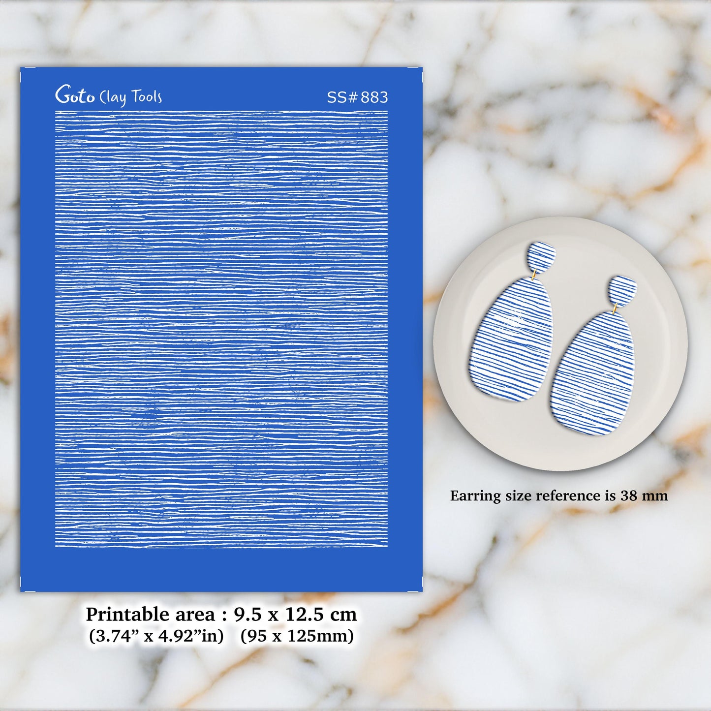 Grunge Line Silkscreen for Polymer Clay Earrings: 3.74" x 4.92" SS#883