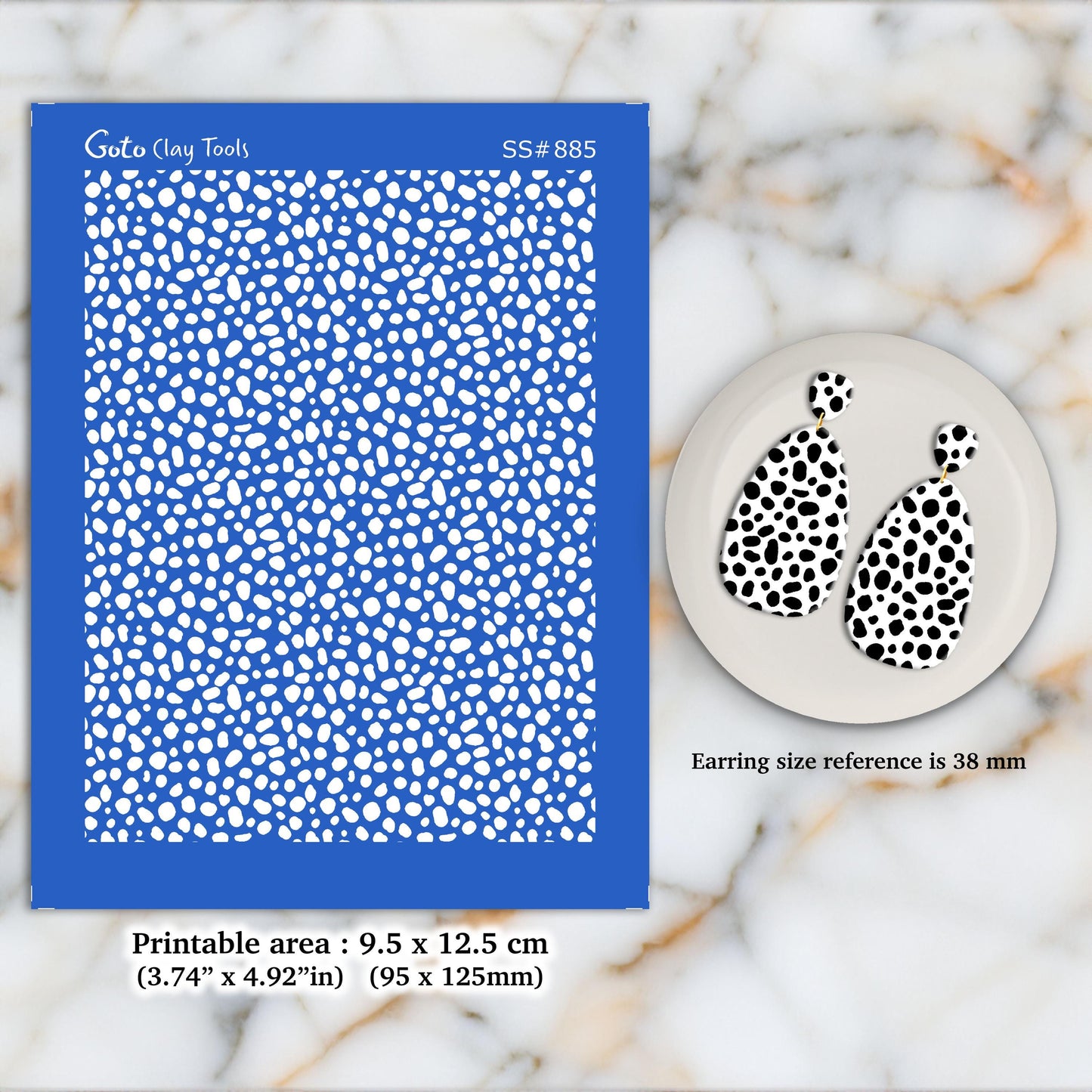 Terrazzo Silkscreen for Polymer Clay Earrings: Clay Stencil (9.5x12.5cm Print Area) SS#885