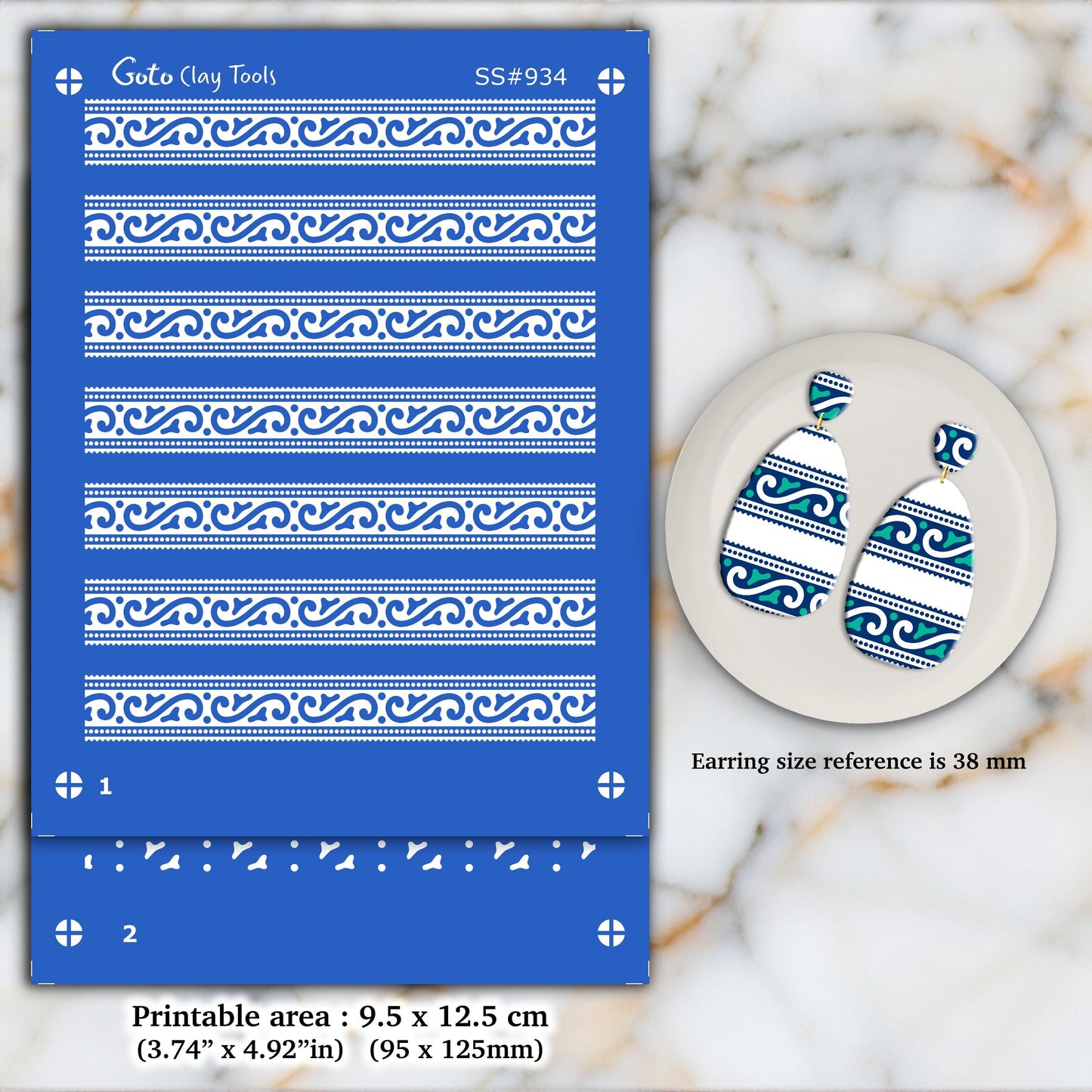 2 layers Indian Silkscreen for Polymer Clay Earring making, Clay Stencils, Clay Earring Silkscreen SS#934