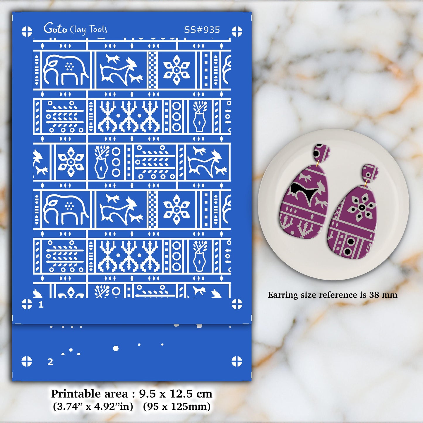 2 layers Indian style Silkscreen for Polymer Clay Earring making, Clay Stencils, Clay Earring Silkscreen, Polymer Clay Supplies SS#935