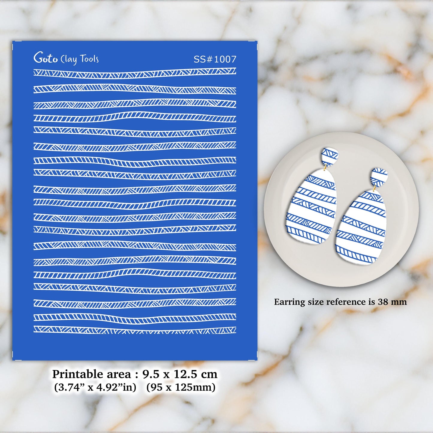Tribal Stripes Silkscreen for Polymer Clay Earrings: 9.5x12.5cm SS#1007