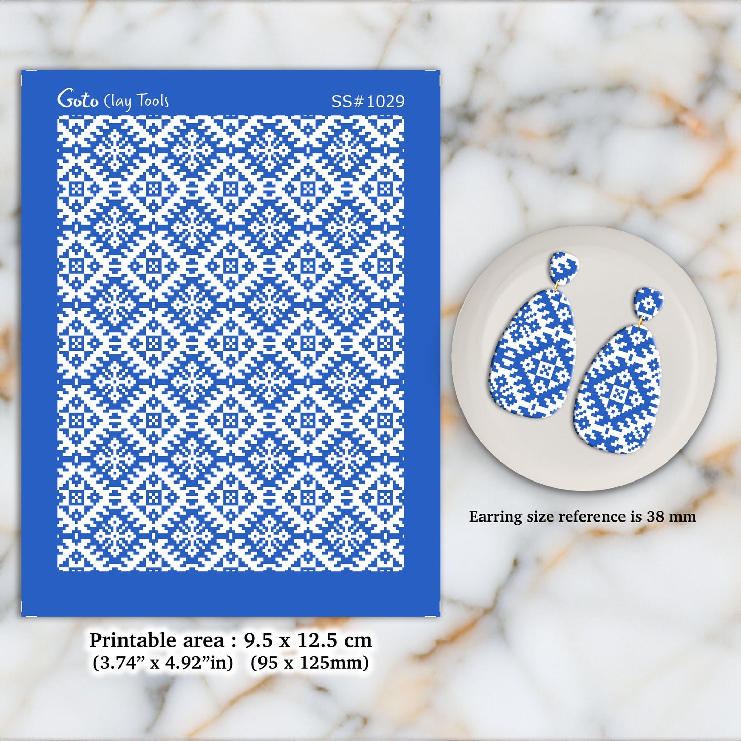 Christmas Knit Silkscreen for Polymer Clay Earrings: Stencil SS#1029