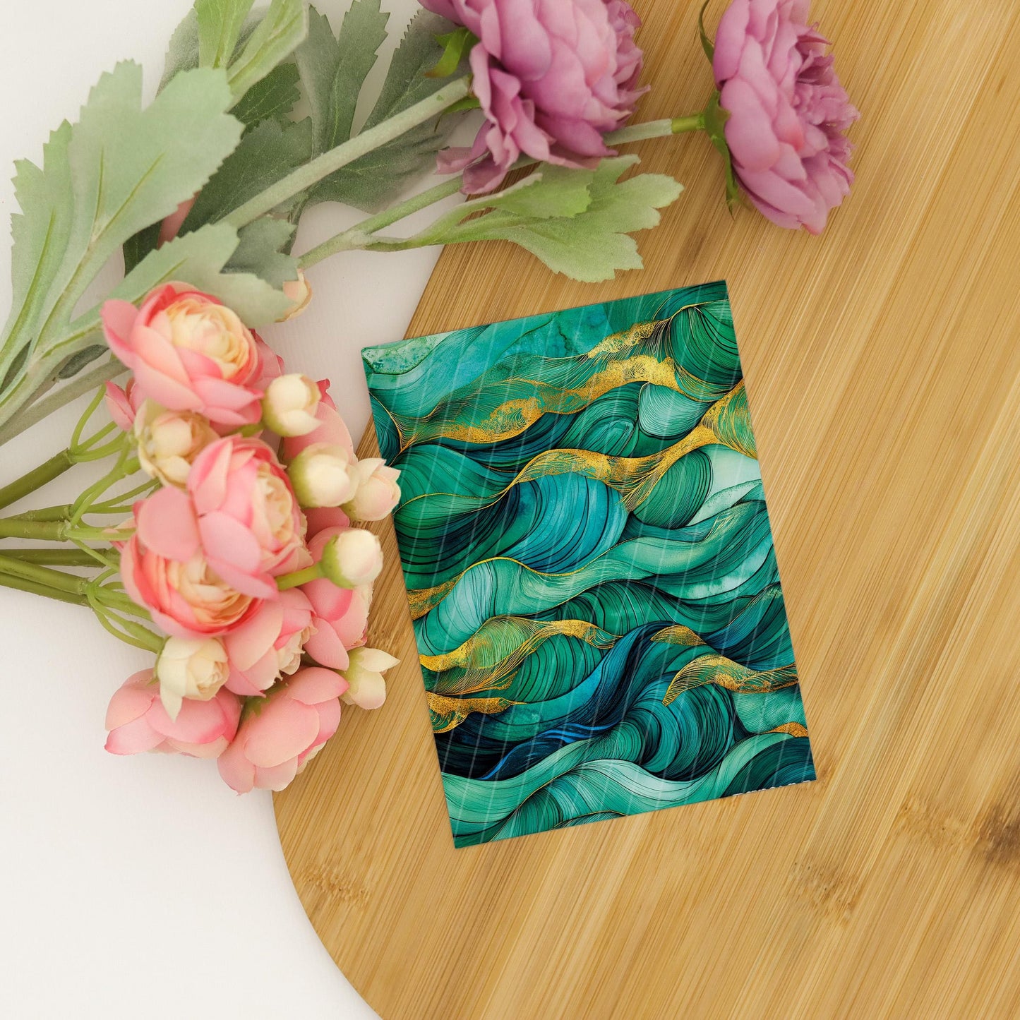 Transfer paper for polymer clay, Greeen and Gold Waves, Clay water soluble transfer paper, Clay Transfers, Clay Transfer sheets
