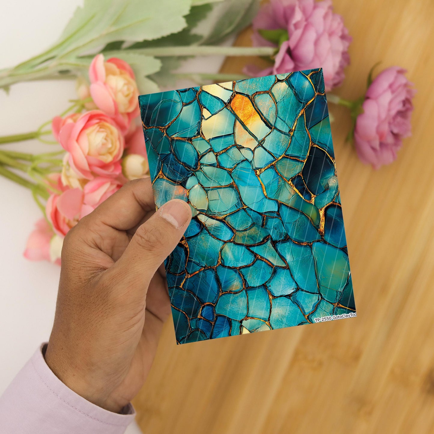Polymer Clay Transfer Paper: Green Stained Glass, Water Soluble (4x5.5 inches)