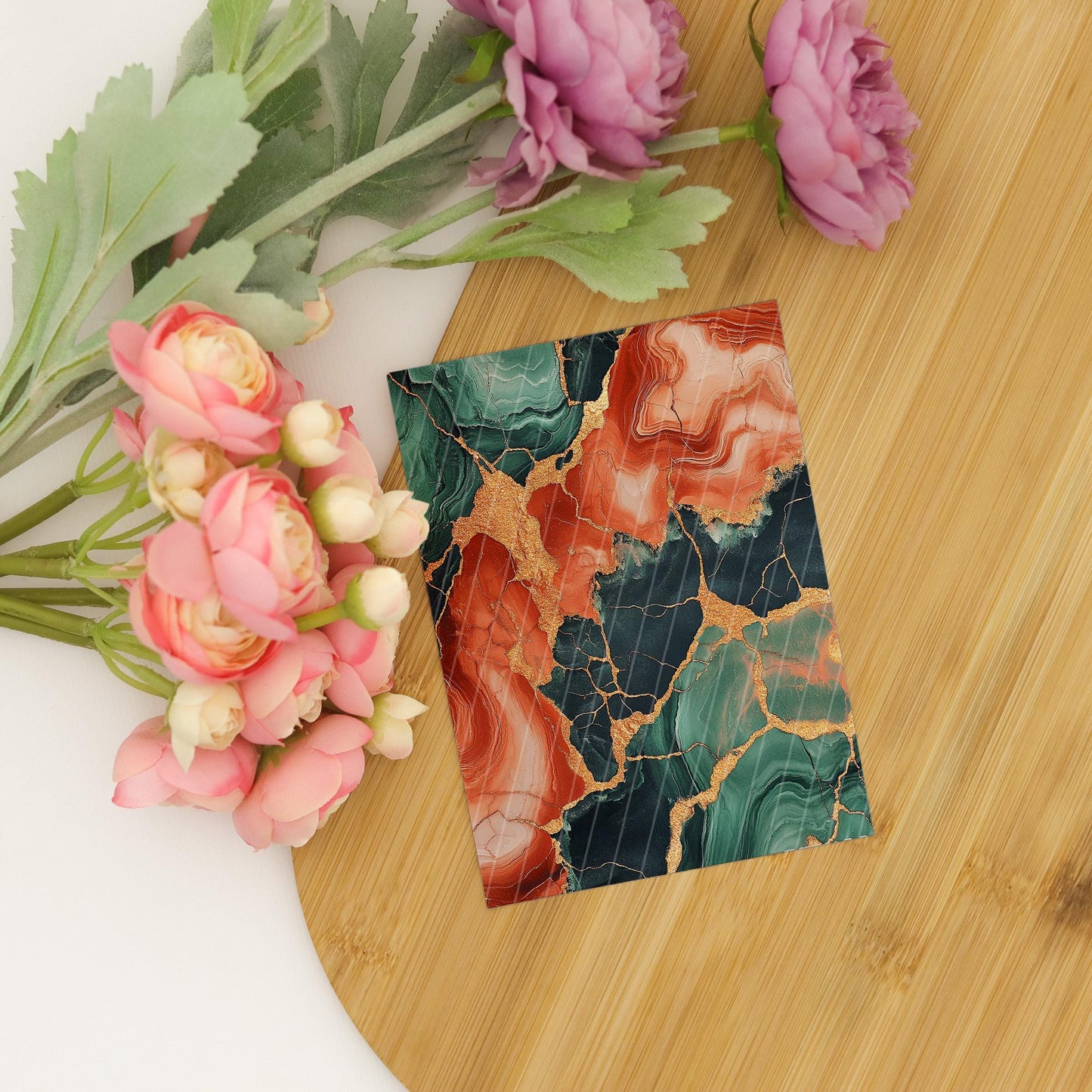 Transfer paper for polymer clay, Green and Orange Marbling, Clay water soluble transfer paper, Clay Transfers, Clay Transfer sheets