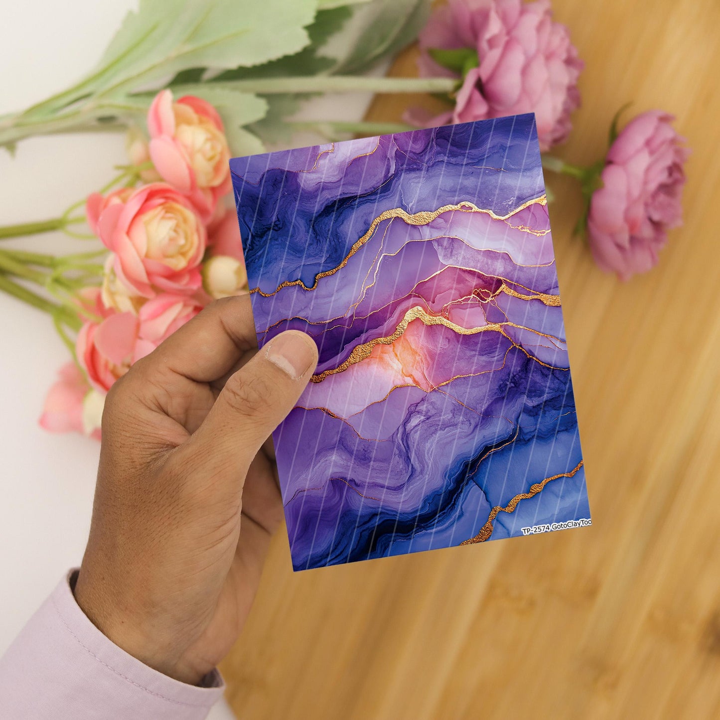 Transfer paper for polymer clay, Purple Marble, Clay water soluble transfer paper, Clay Transfers, Clay Transfer sheets