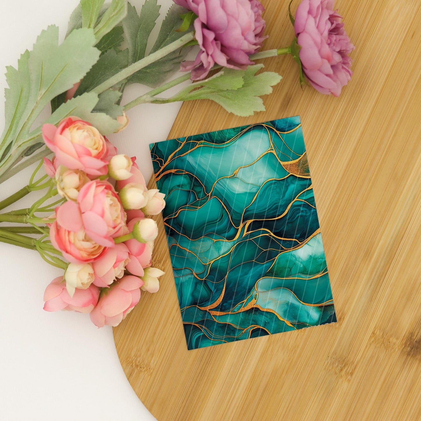 Transfer paper for polymer clay, Greeen and Gold Waves, Clay water soluble transfer paper, Clay Transfers, Clay Transfer sheets