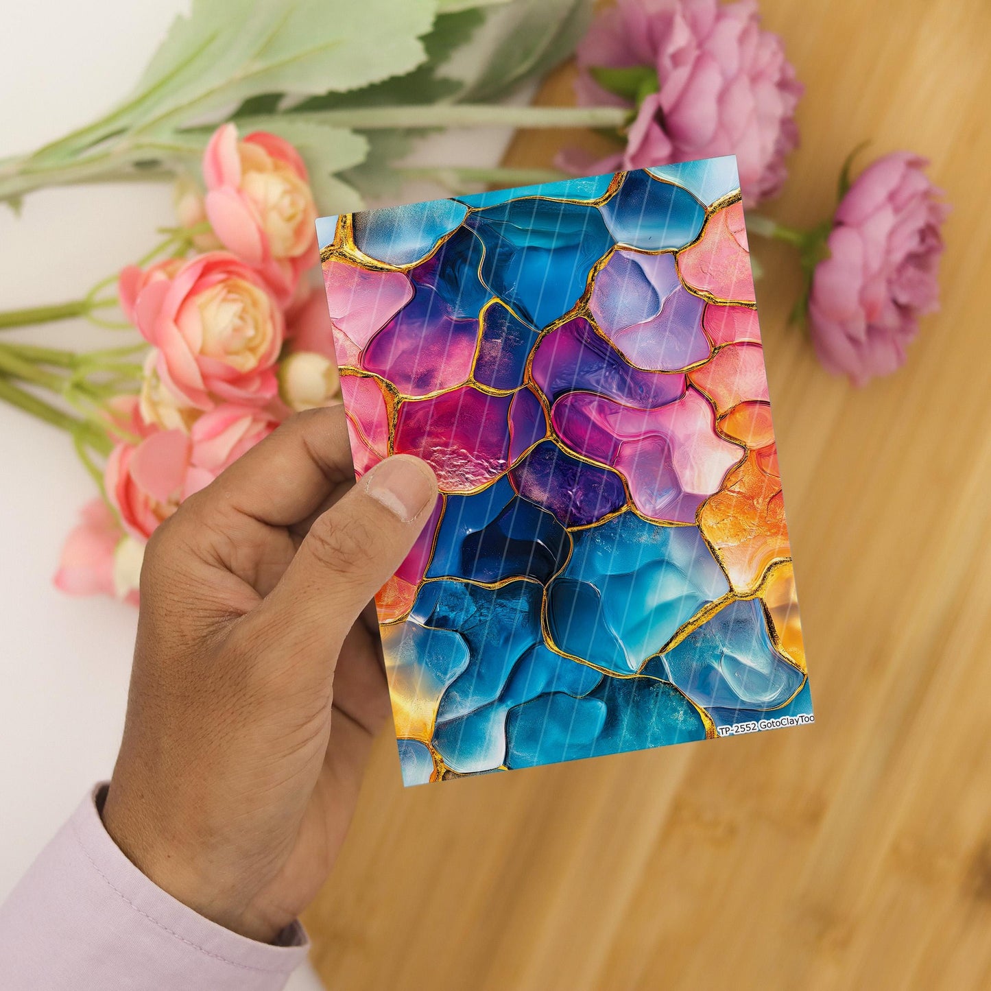 Transfer paper for polymer clay, Blue and Pink Stained Glass, Clay water soluble transfer paper, Clay Transfers, Clay Transfer sheets