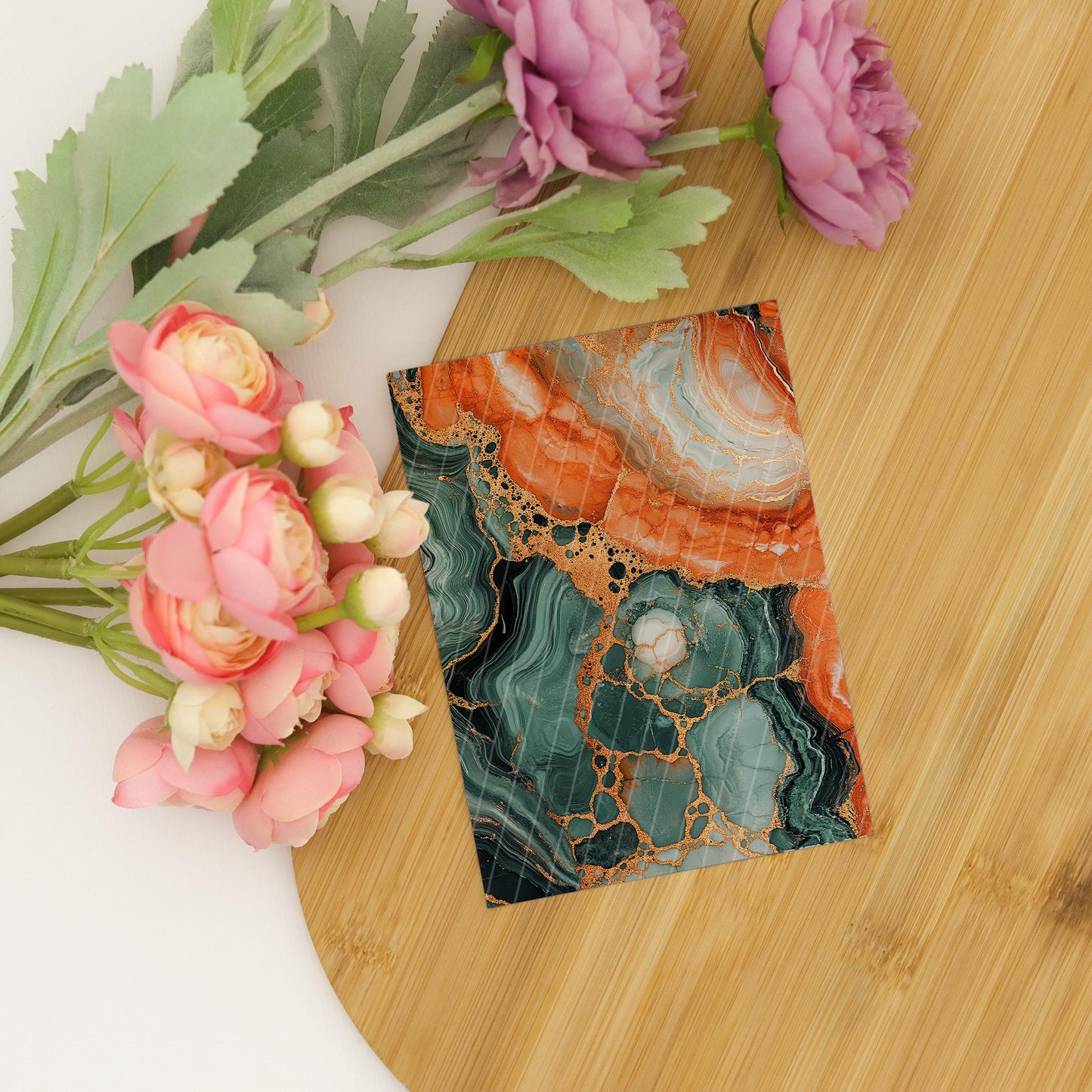 Transfer paper for polymer clay, Green and Orange Marbling, Clay water soluble transfer paper, Clay Transfers, Clay Transfer sheets