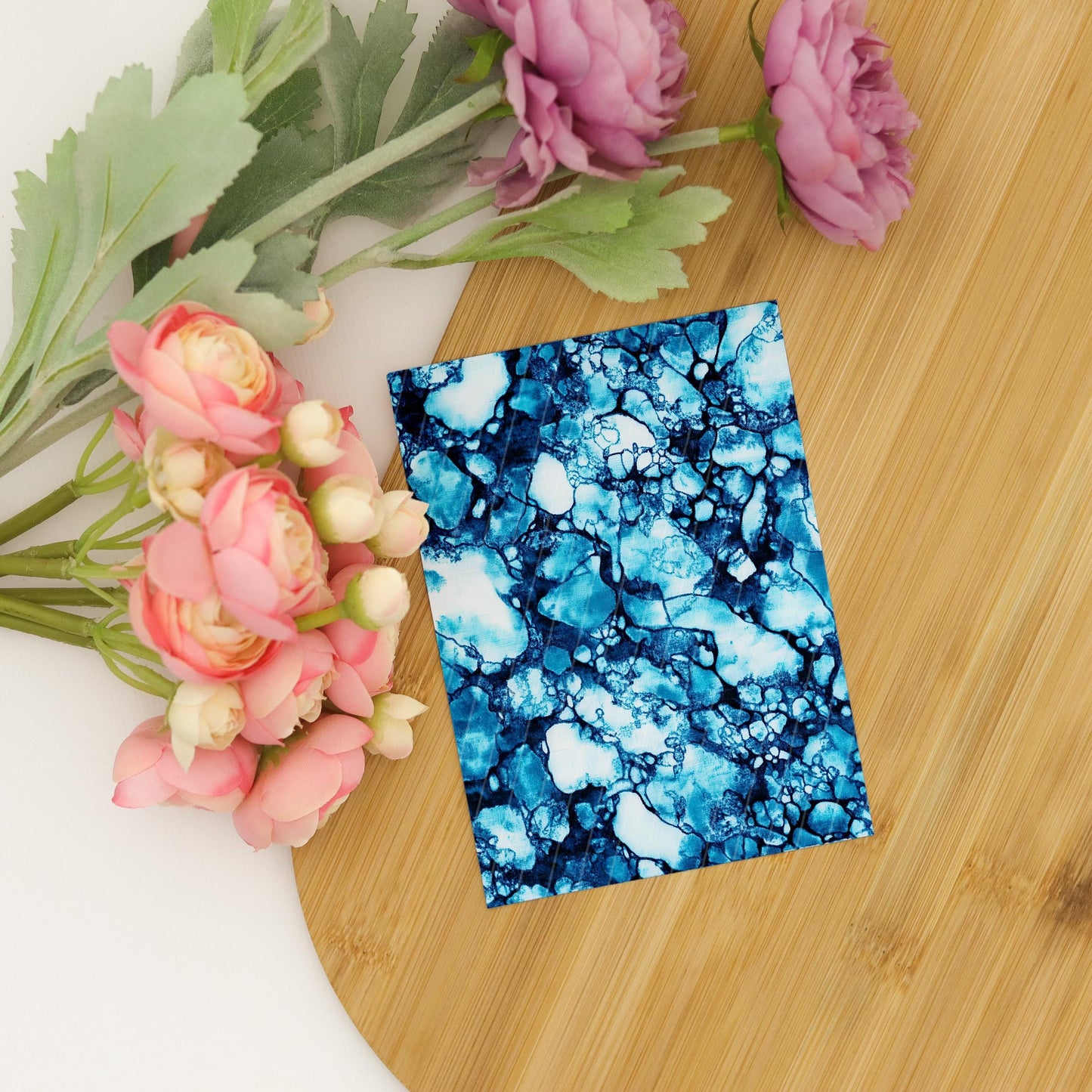Transfer paper for polymer clay, Blue Batik Marble, Clay water soluble transfer paper, Clay Transfers, Clay Transfer sheets